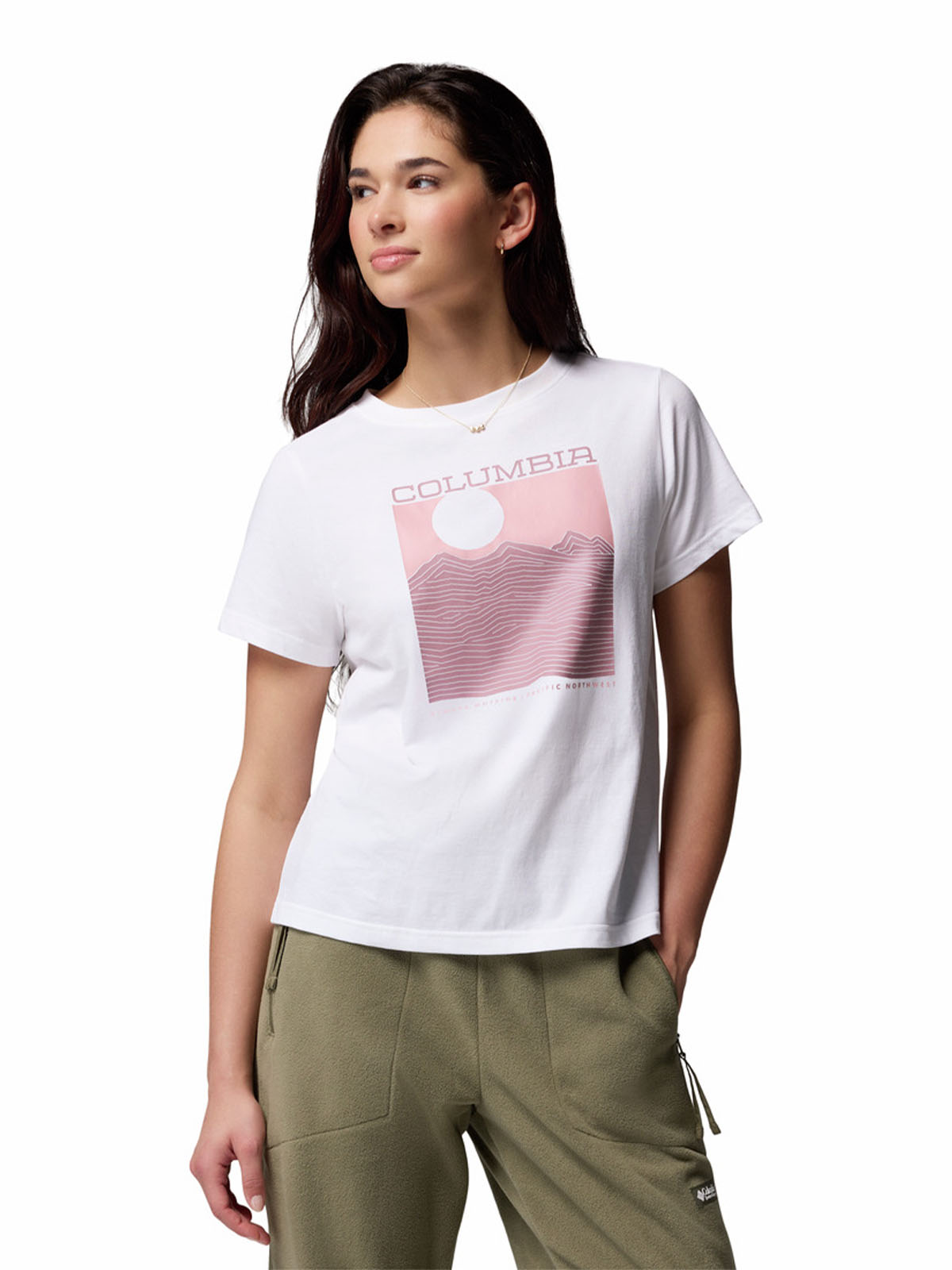 Polera Manga Larga Mujer Rolling Bend Graphic Blanco Columbia