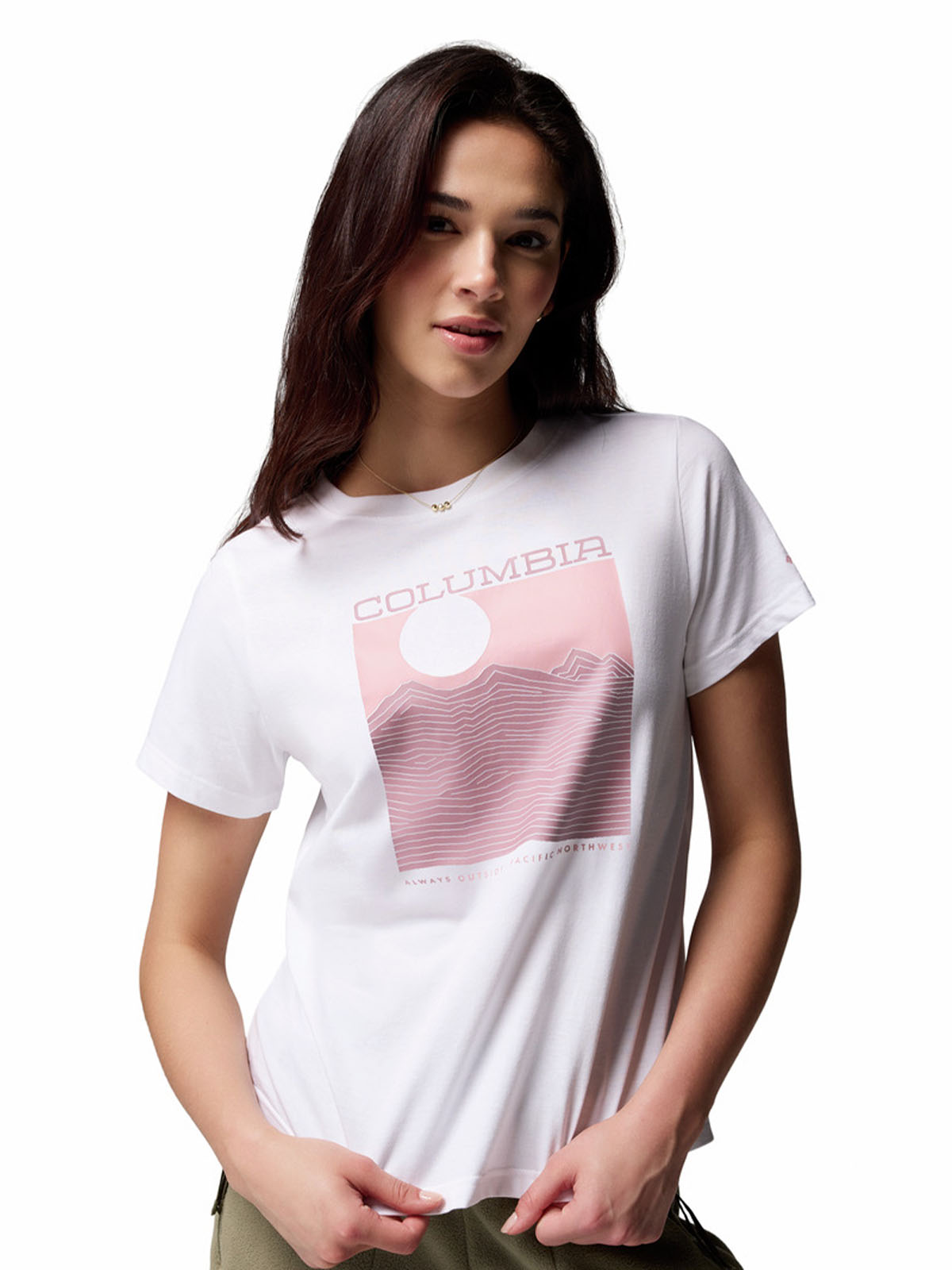 Polera Manga Larga Mujer Rolling Bend Graphic Blanco Columbia