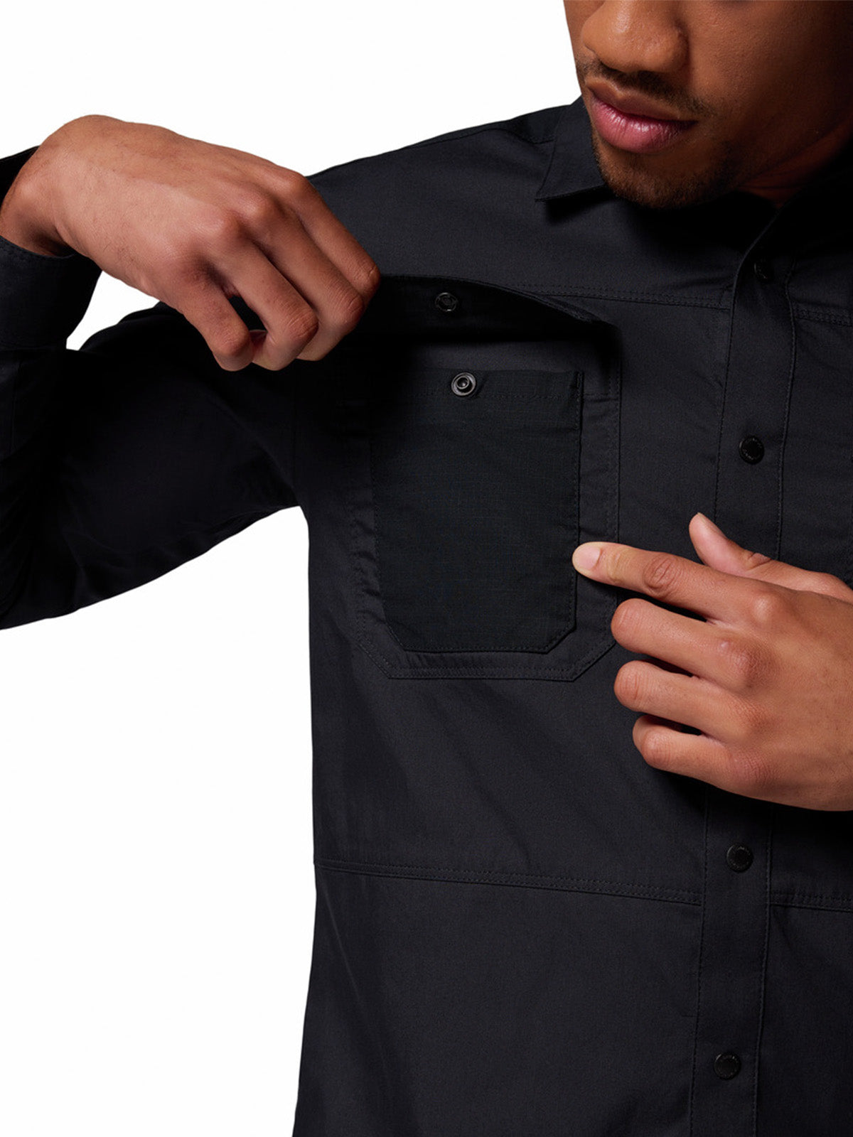 Camisa Manga Larga Hombre Landroamer Twill Negro Columbia