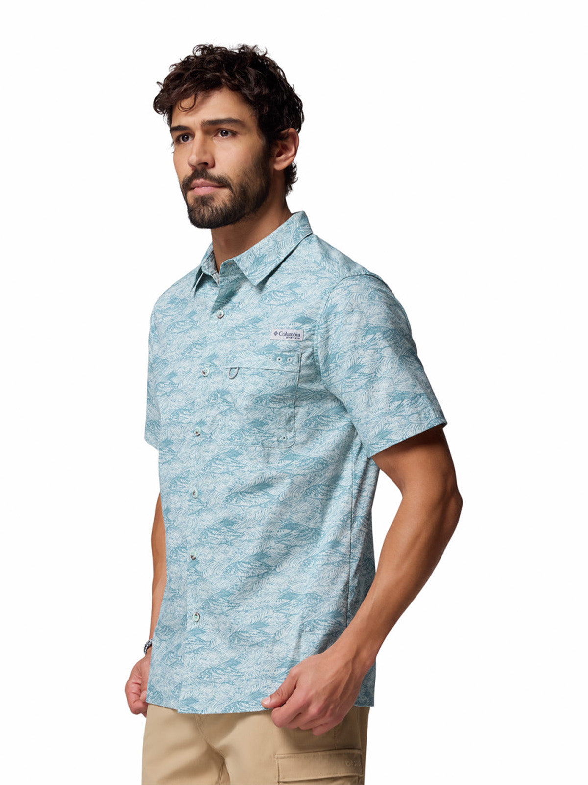 Camisa Manga Corta Hombre Wild Cast Camp Celeste Columbia