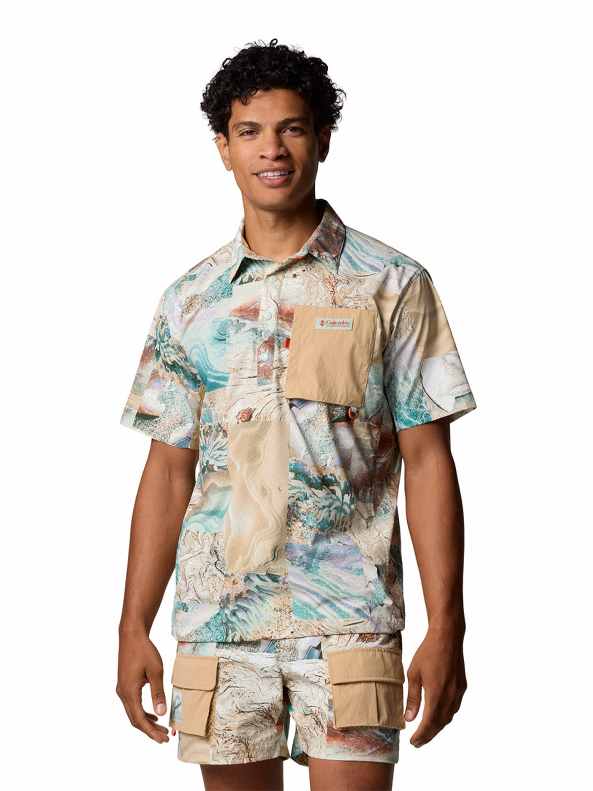 Polera Manga Corta Hombre Cove Beach Woven Verde Columbia