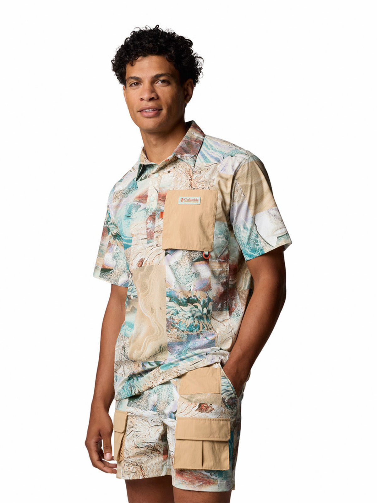 Polera Manga Corta Hombre Cove Beach Woven Verde Columbia