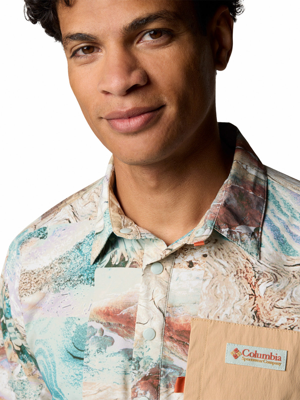 Polera Manga Corta Hombre Cove Beach Woven Verde Columbia