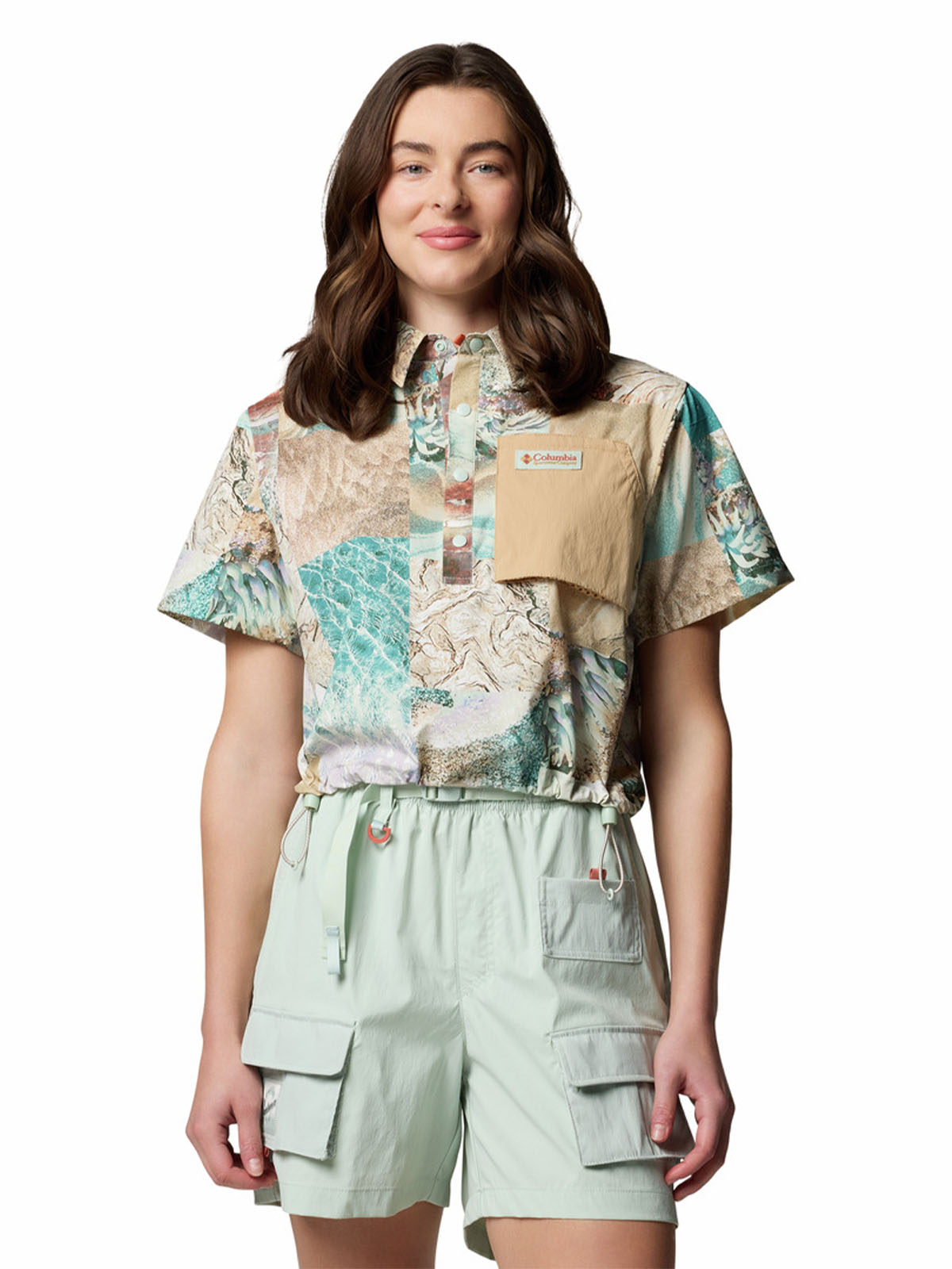 Camisa Manga Corta Mujer Cove Beach Printed Verde Columbia