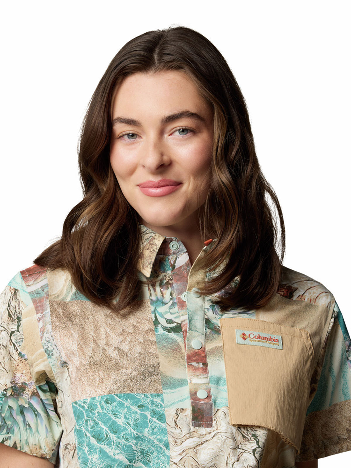 Camisa Manga Corta Mujer Cove Beach Printed Verde Columbia