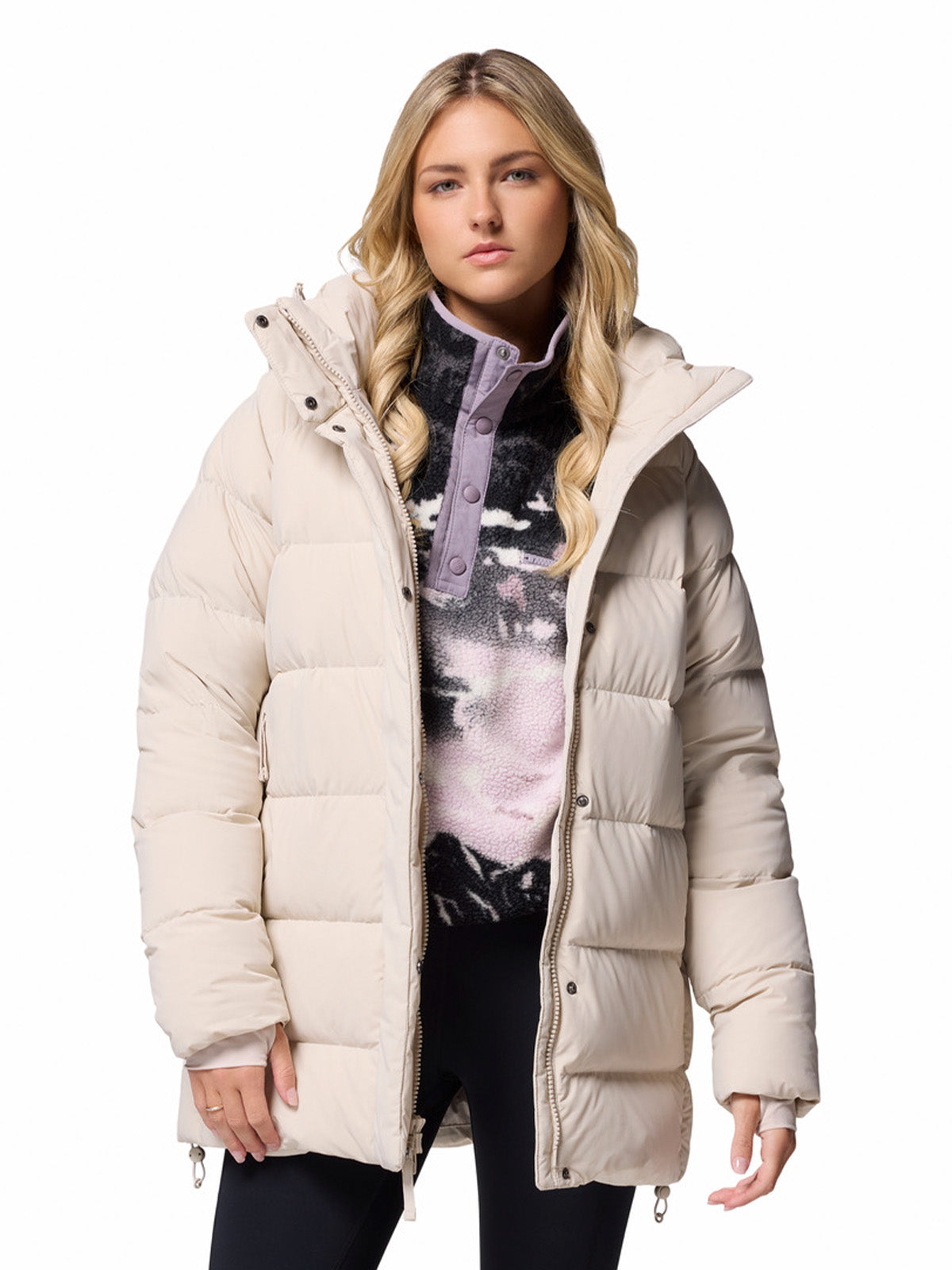 Parka Mujer Amaze Puff Mid Hood Gris Columbia