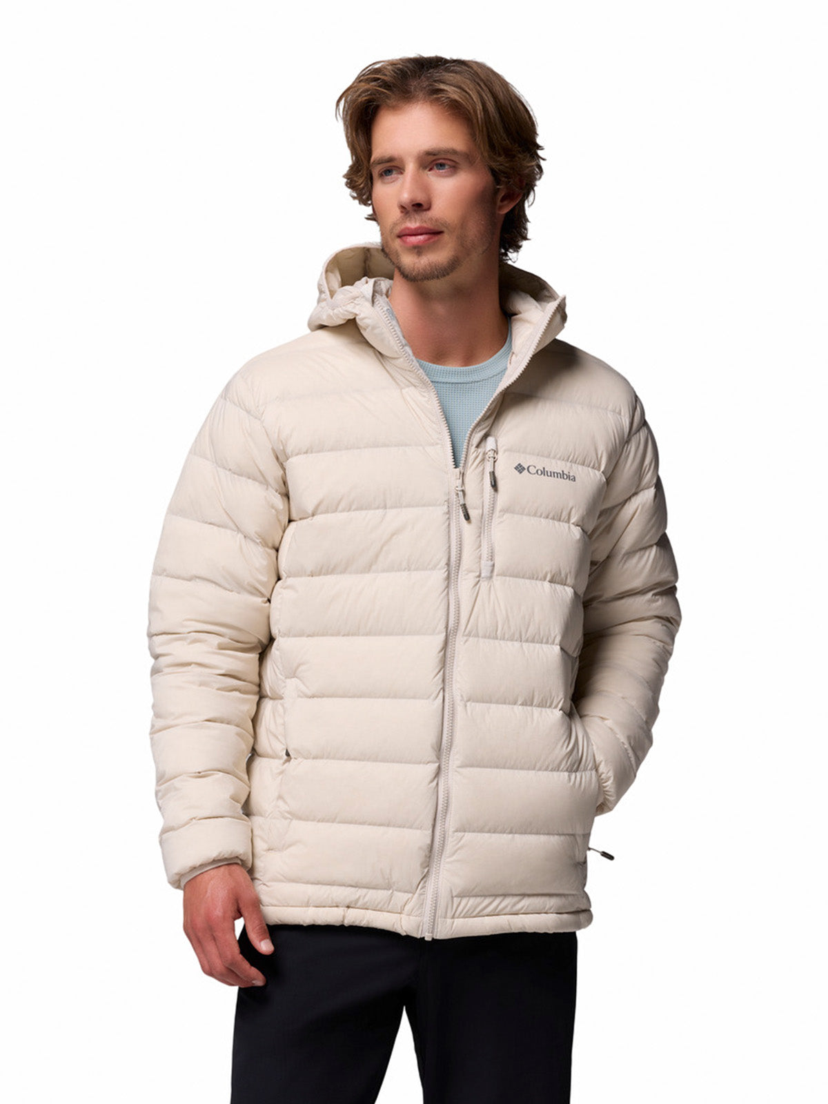 Parka Hombre Drift Peak Stretch Down Hooded Gris Columbia