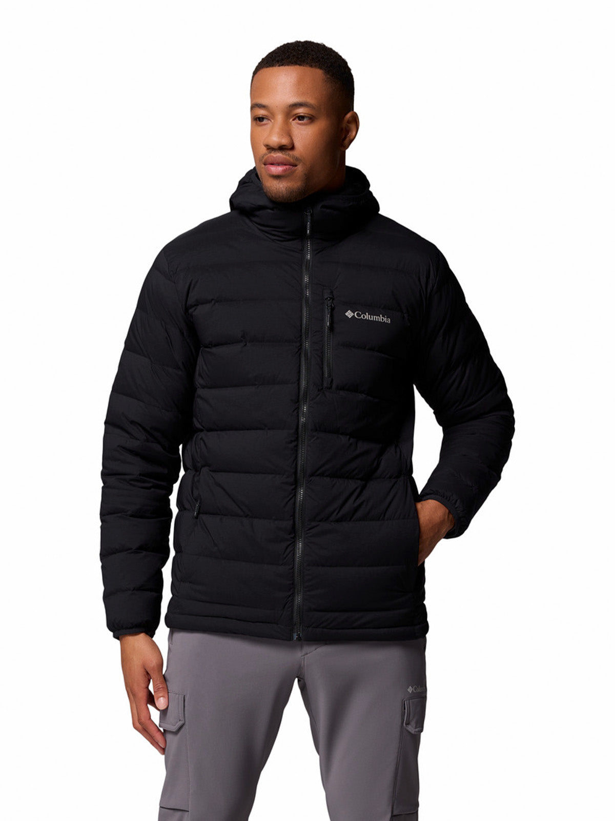 Parka Hombre Drift Peak Stretch Down Hooded Negro Columbia
