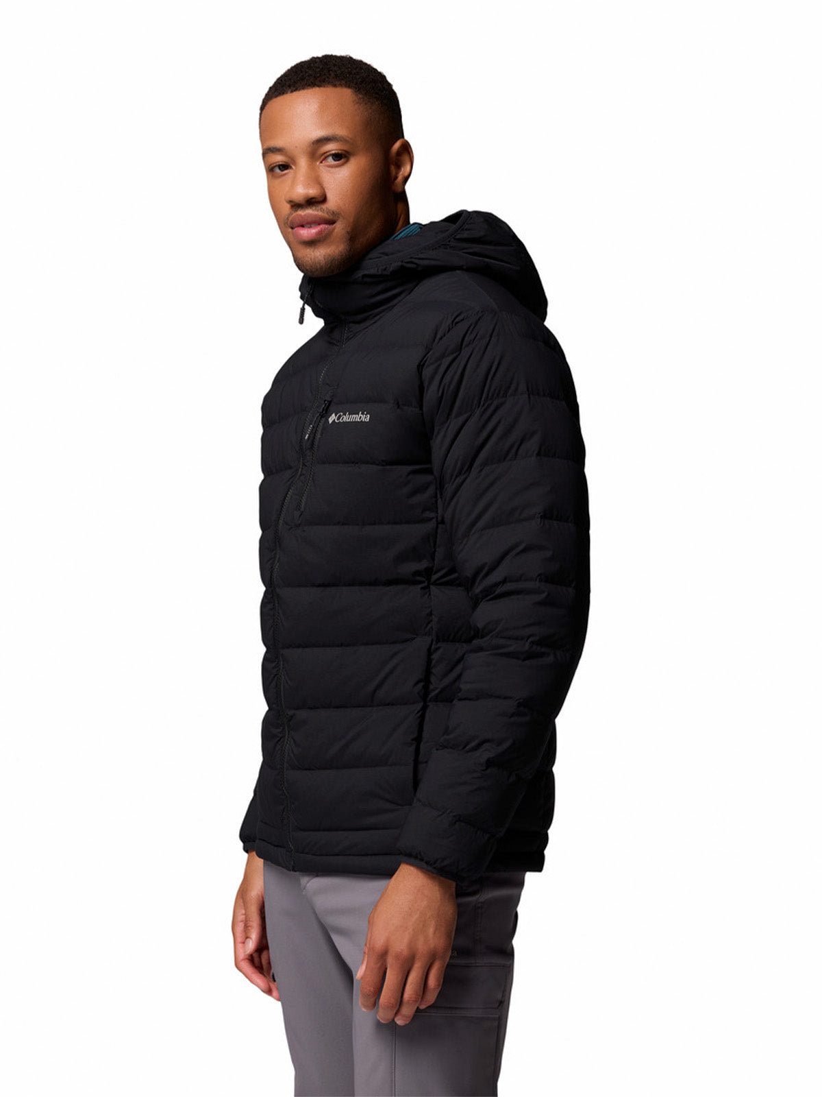 Parka Hombre Drift Peak Stretch Down Hooded Negro Columbia