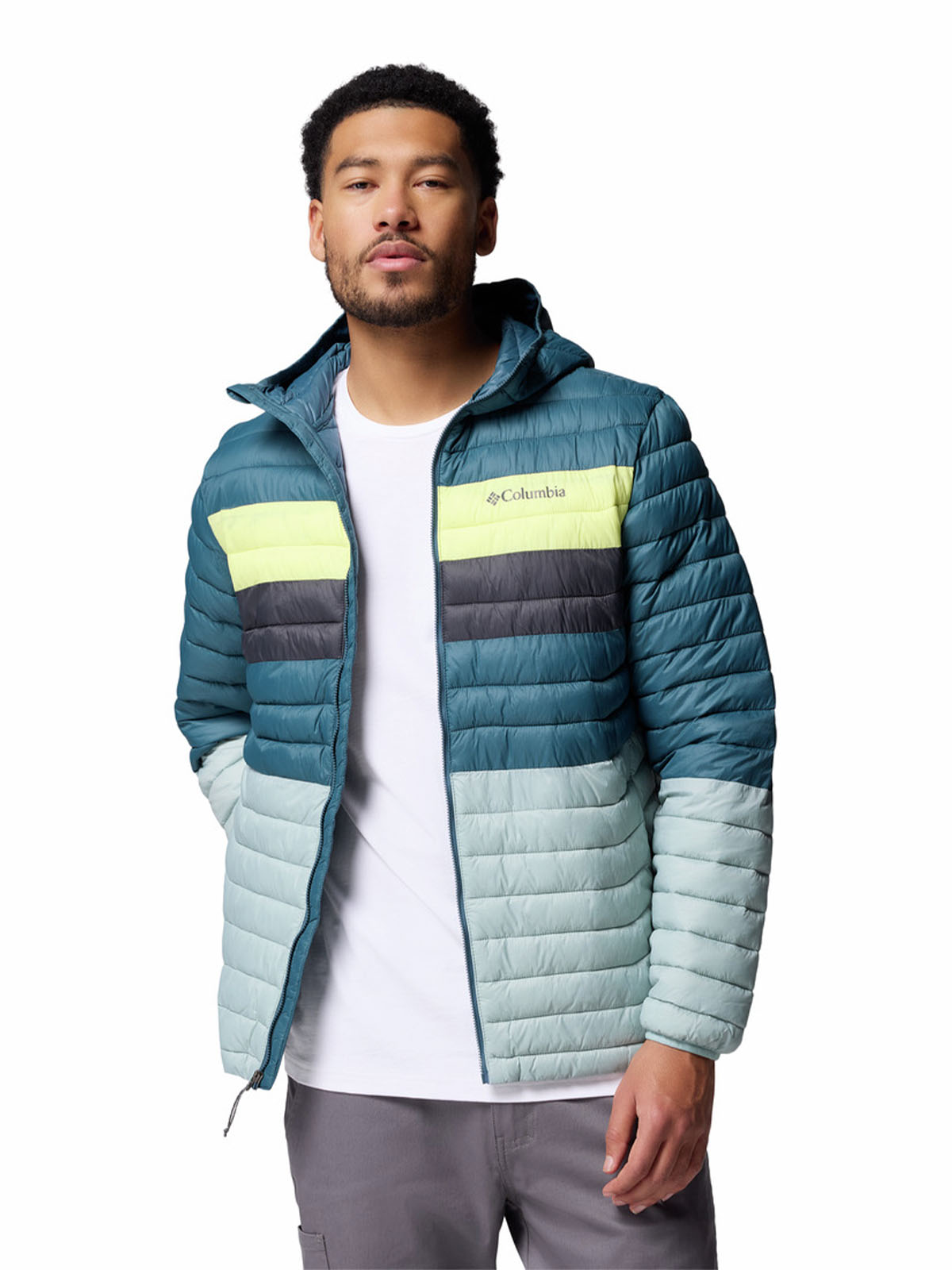 Parka Hombre Powder Pass Hooded Celeste Columbia