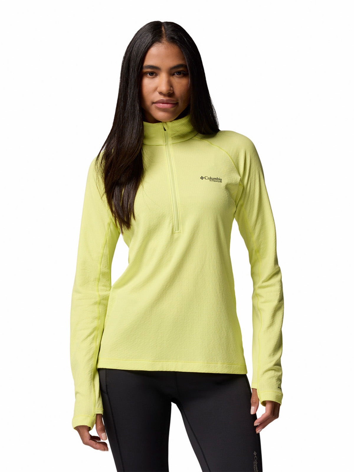Polera Manga Larga Mujer Driventure Half Zip Amarillo Columbia