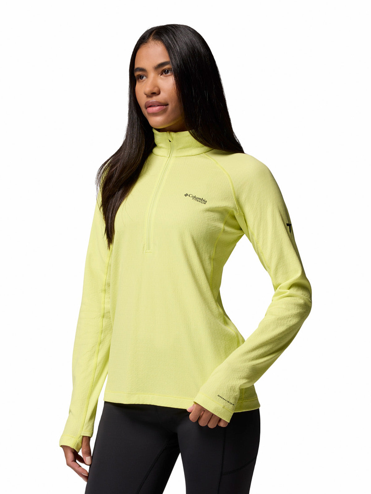 Polera Manga Larga Mujer Driventure Half Zip Amarillo Columbia