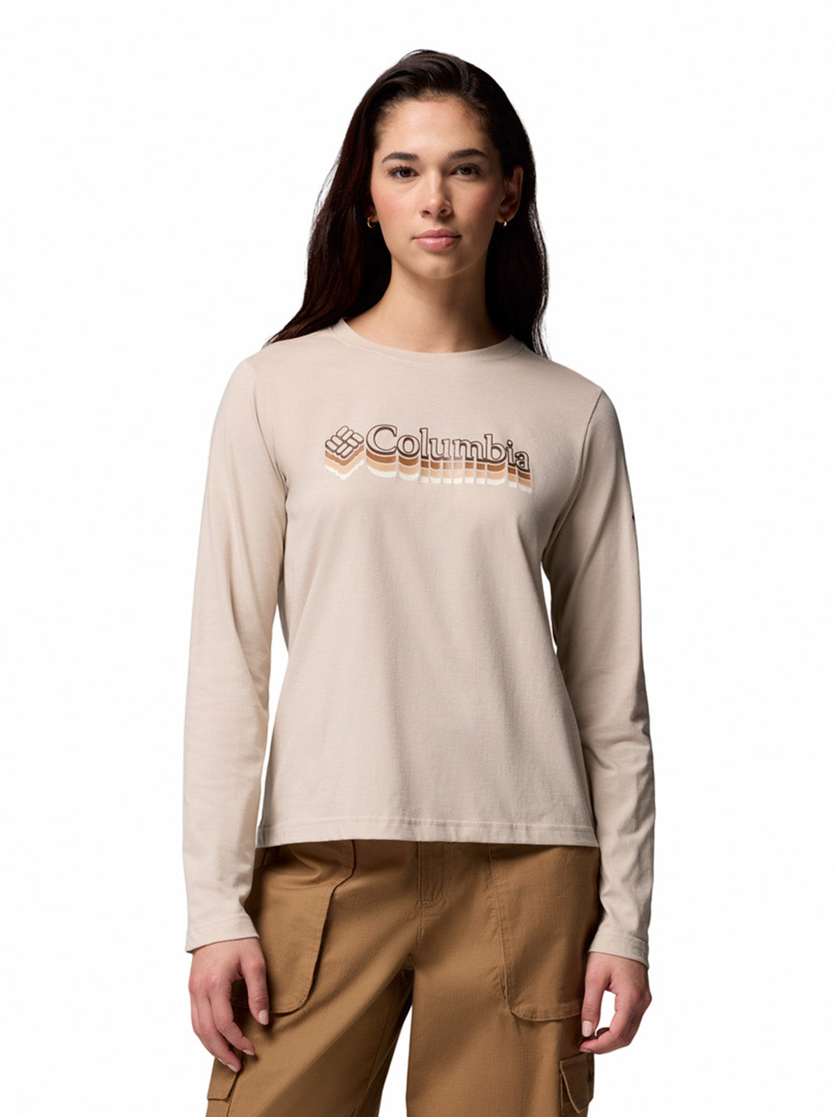 Polera Manga Larga Mujer Rolling Bend Graphic Gris Columbia