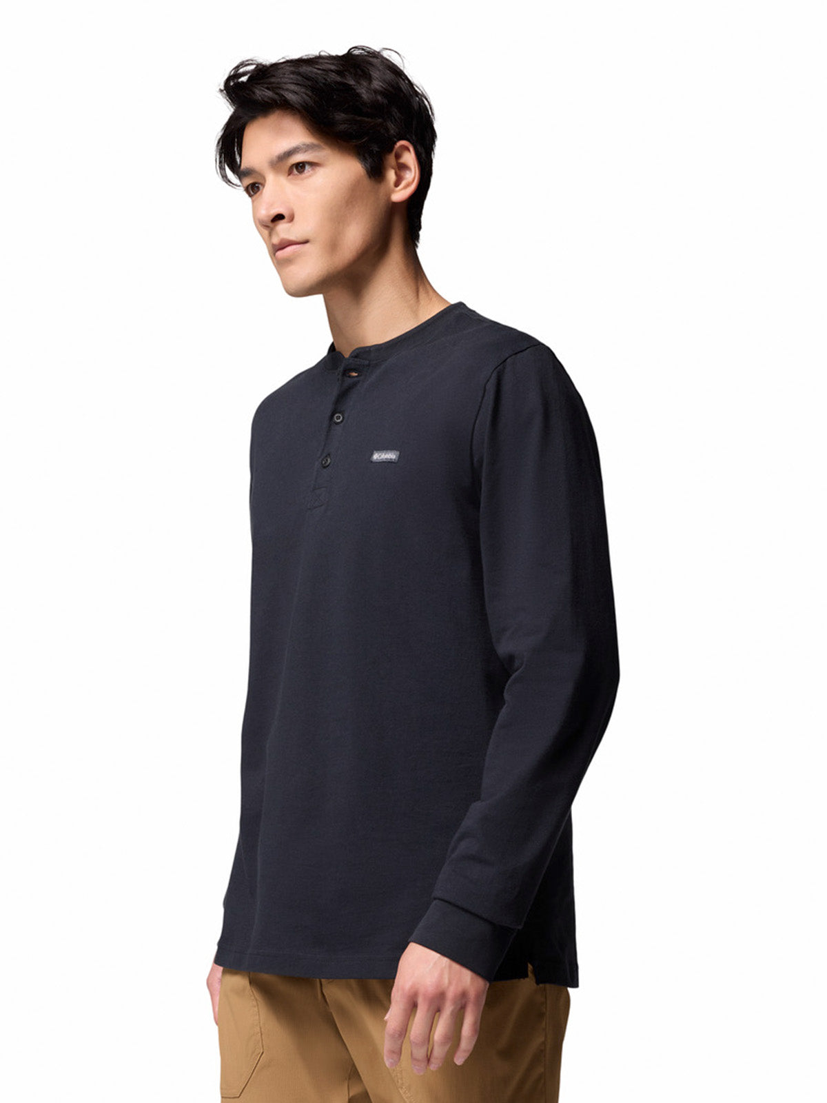 Polera Manga Larga Hombre Landroamer Ls Henley Negro Columbia