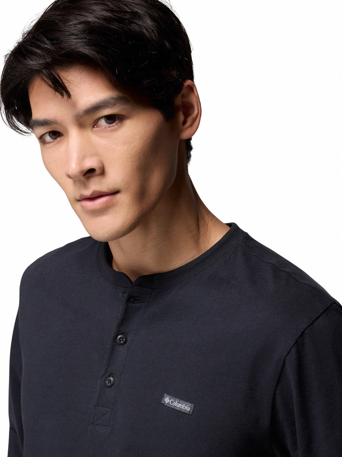 Polera Manga Larga Hombre Landroamer Ls Henley Negro Columbia