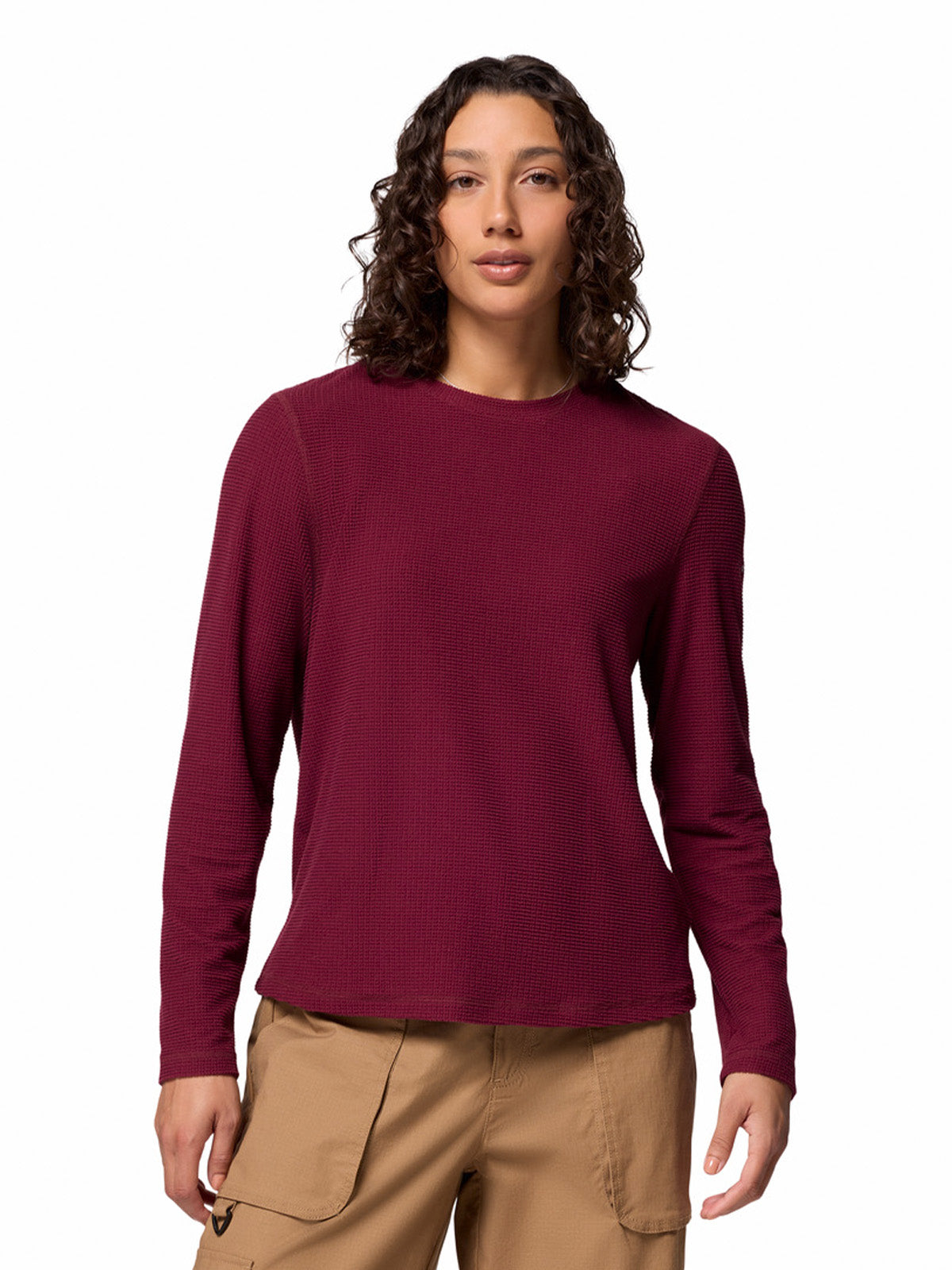Polera Manga Larga Mujer Brea Falls Grid Crew Morado Columbia