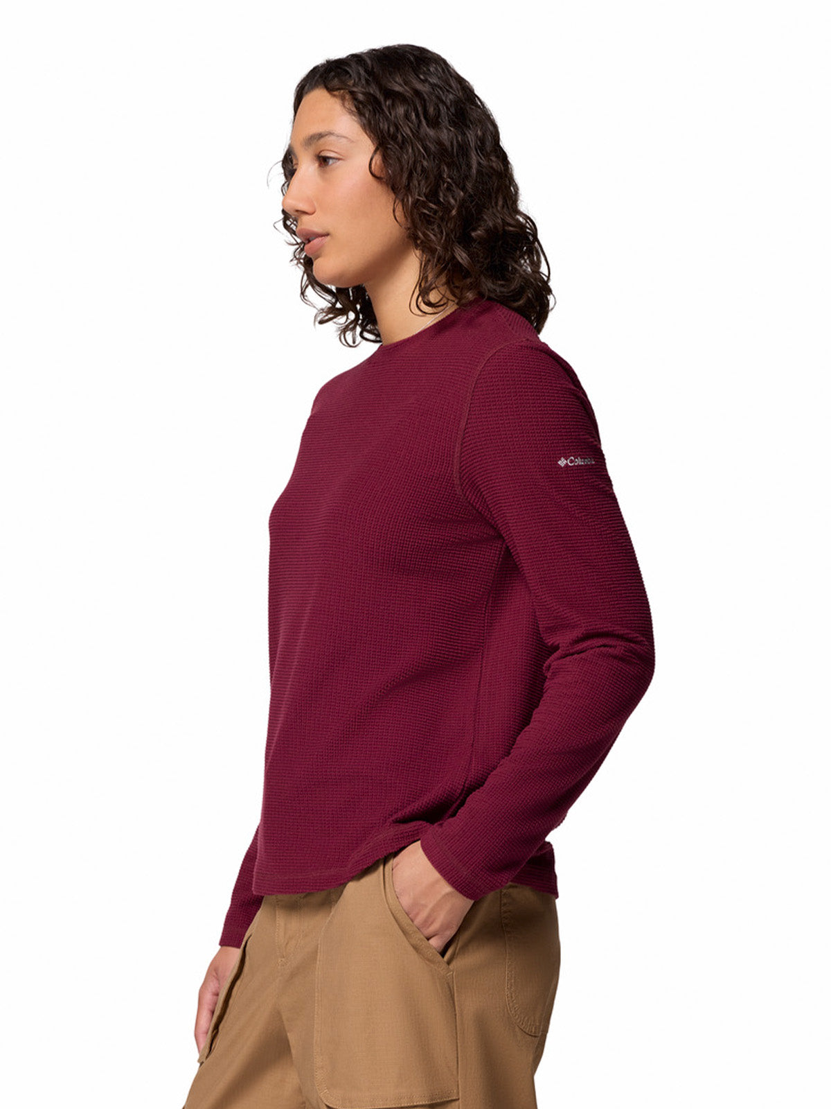 Polera Manga Larga Mujer Brea Falls Grid Crew Morado Columbia