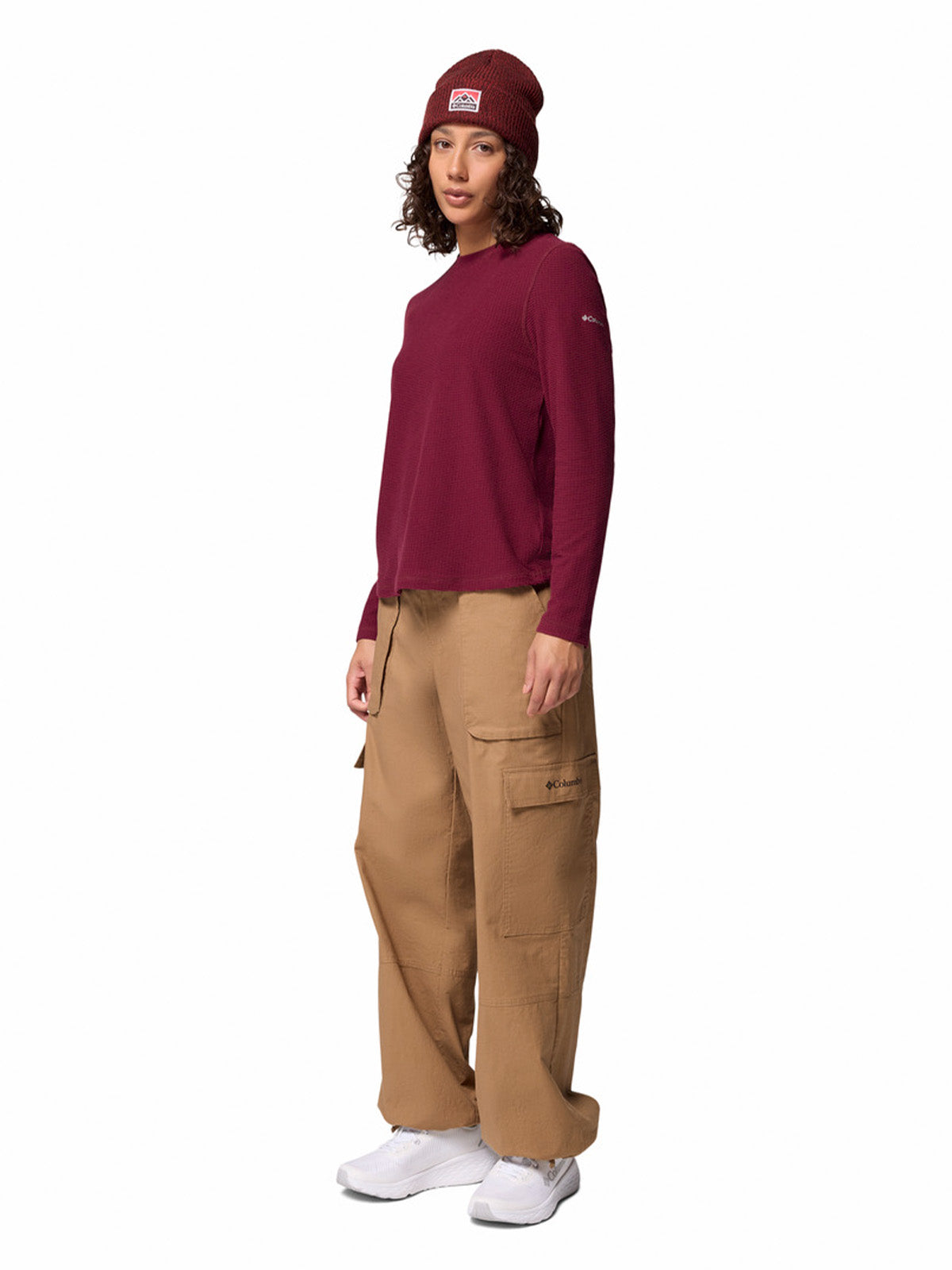 Polera Manga Larga Mujer Brea Falls Grid Crew Morado Columbia