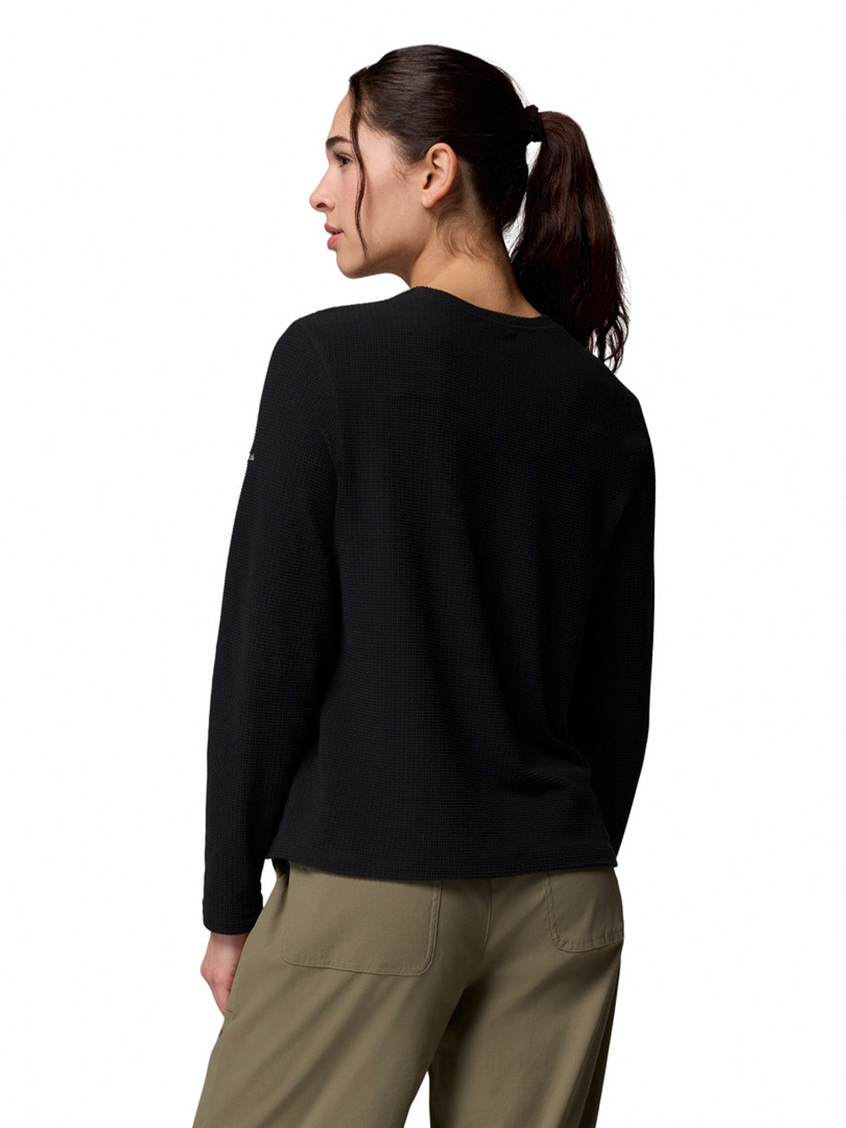 Polera Manga Larga Mujer Brea Falls Grid Crew Negro Columbia