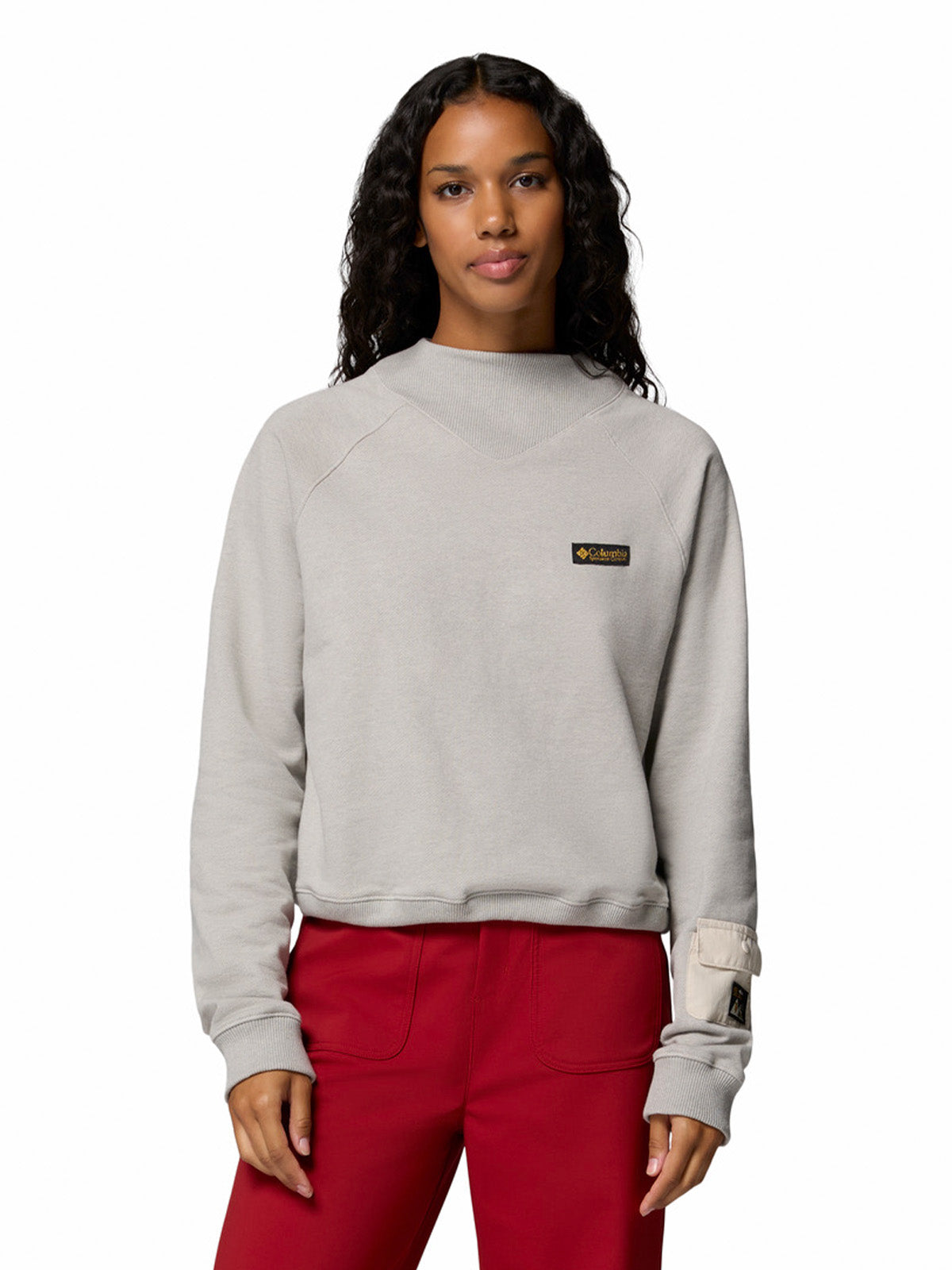 Poleron Mujer High Cascades Crop Gris Columbia