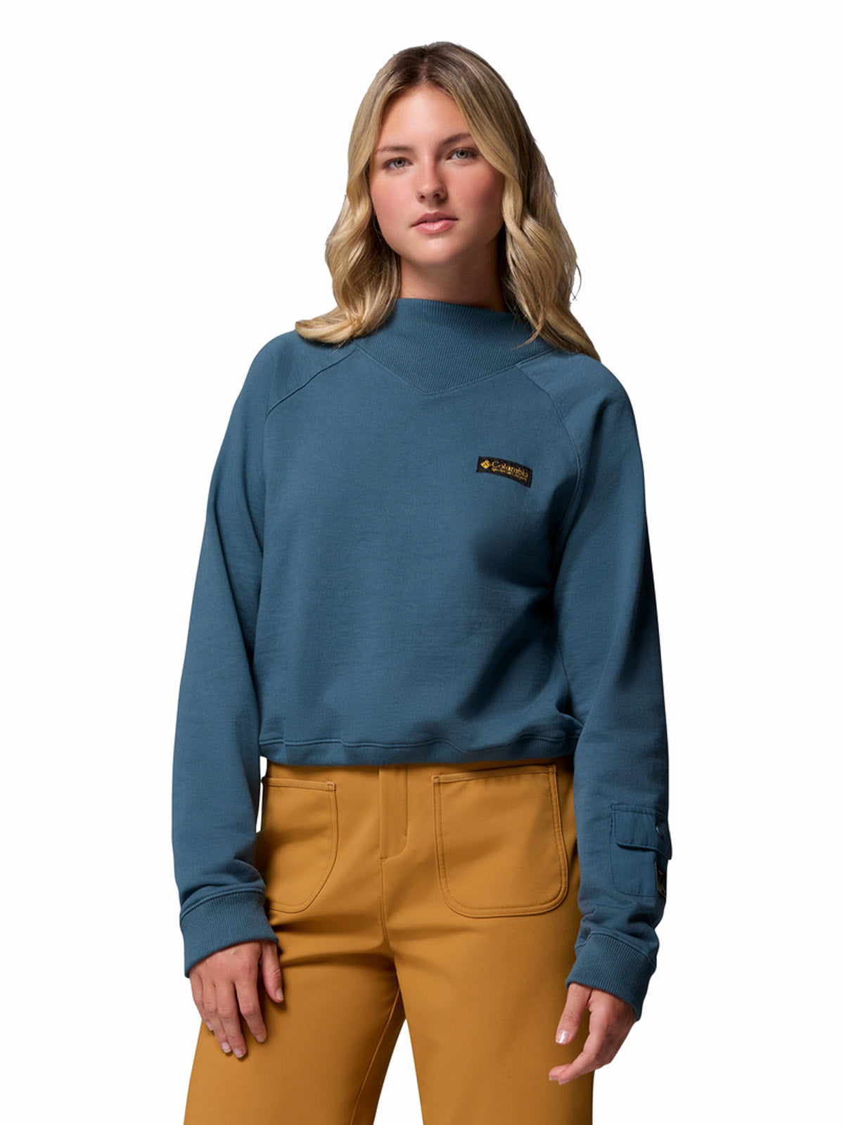 Poleron Mujer High Cascades Crop Azul Columbia