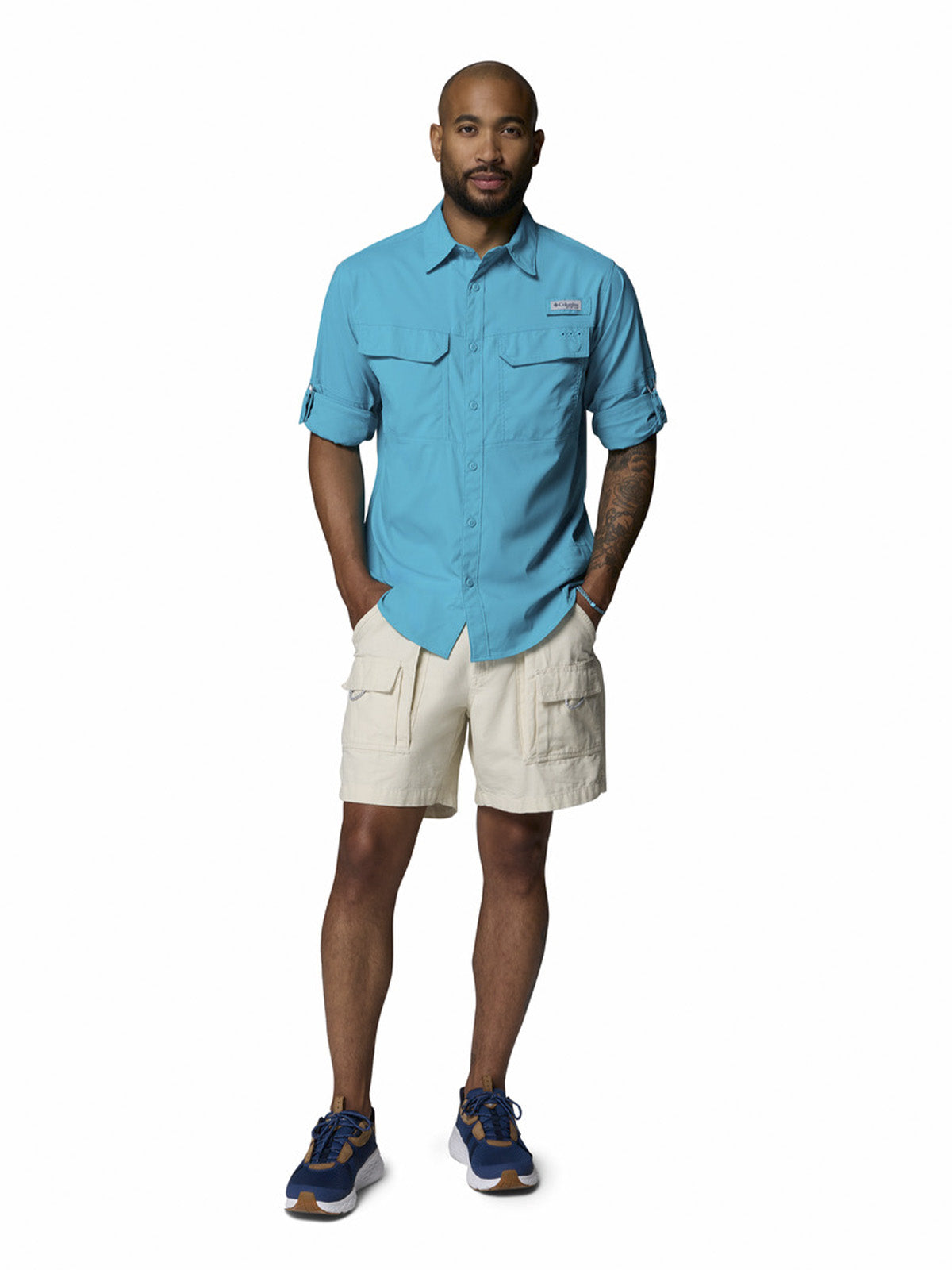 Camisa Manga Larga Hombre Skiff Guide II Long Azul Columbia