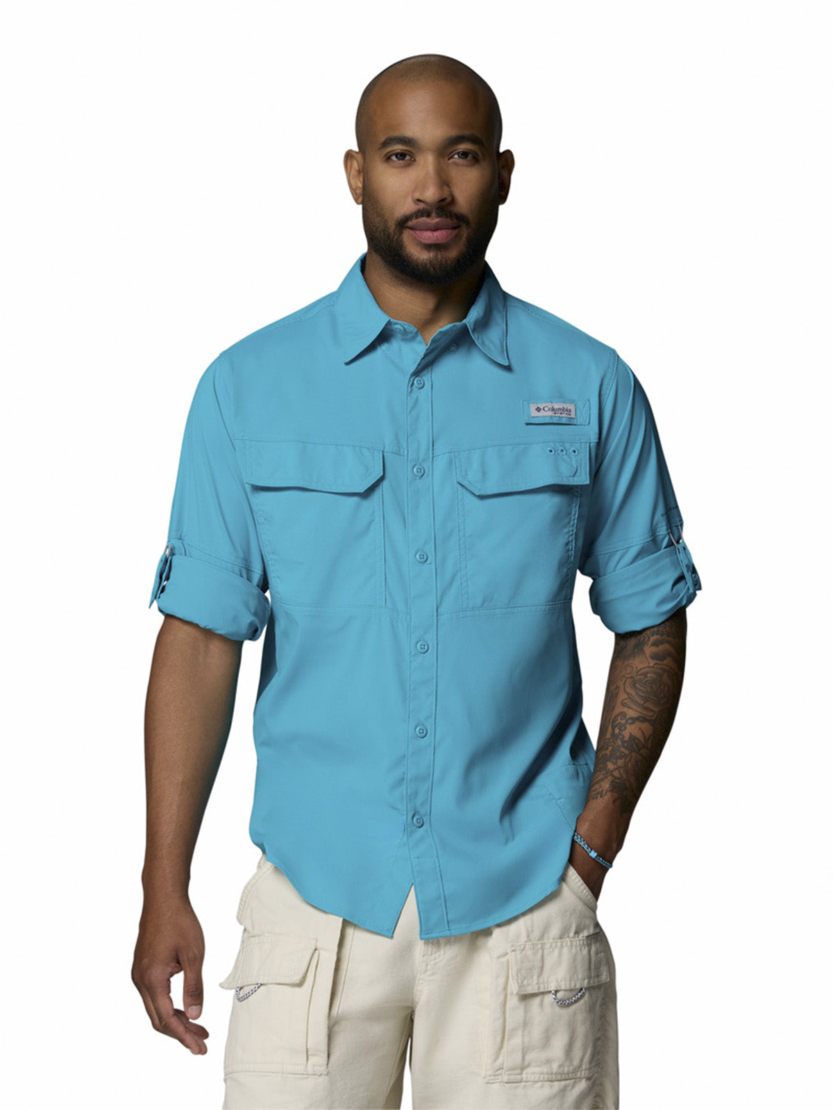 Camisa Manga Larga Hombre Skiff Guide II Long Azul Columbia