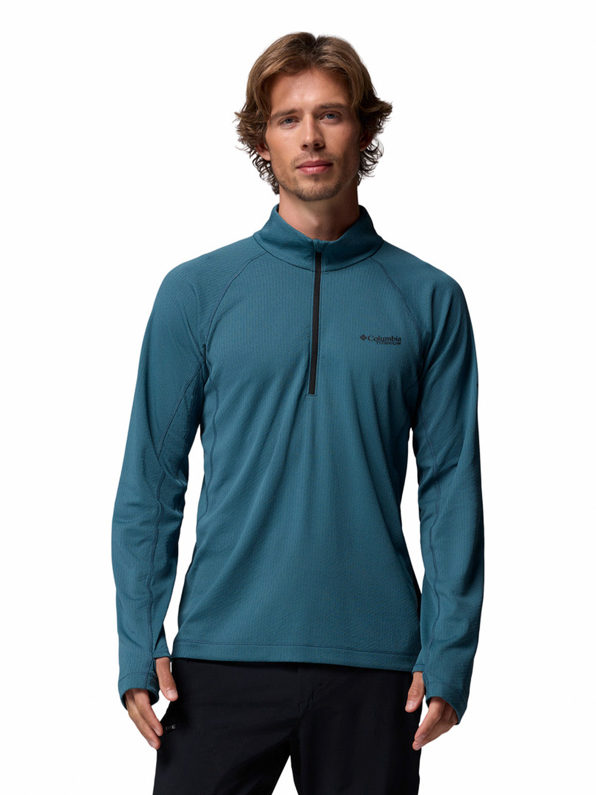 Polera Manga Larga Hombre Driventure Half Zip Azul Columbia