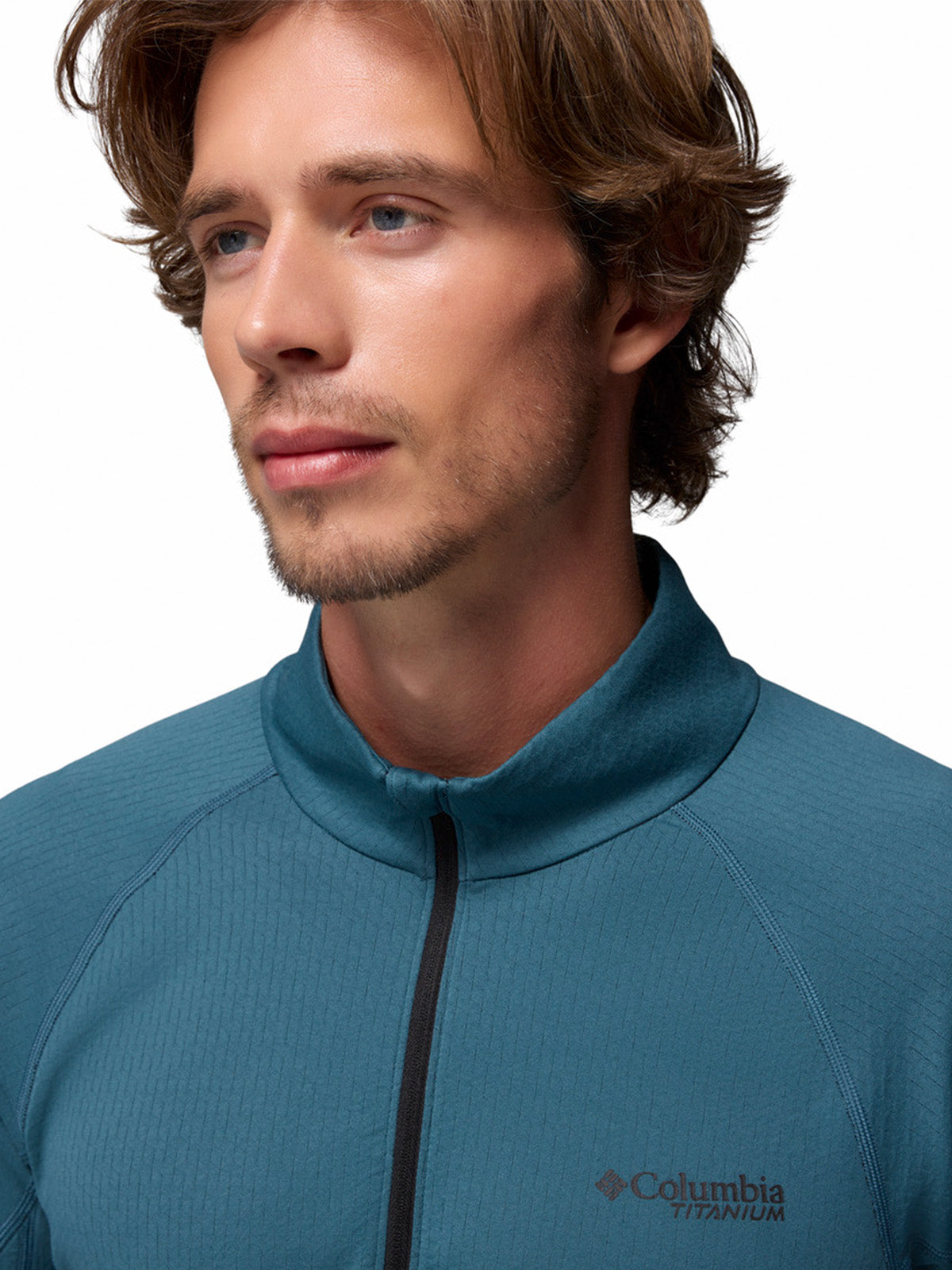 Polera Manga Larga Hombre Driventure Half Zip Azul Columbia