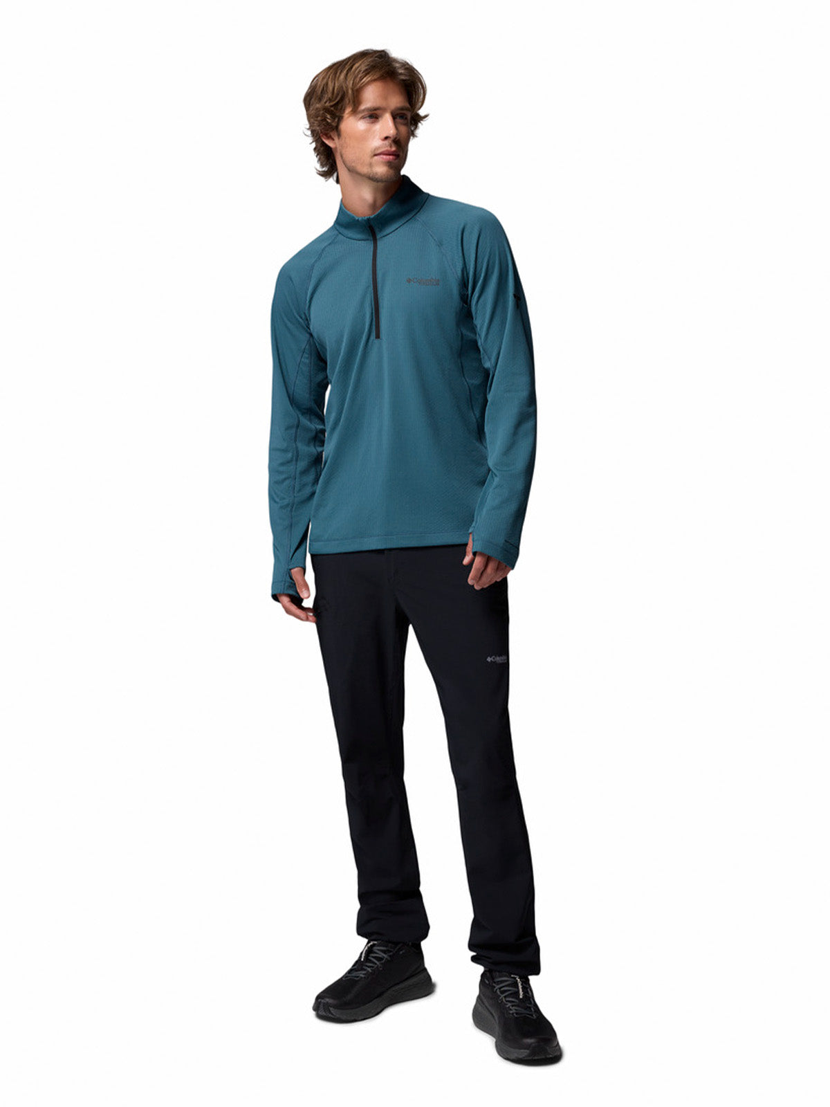 Polera Manga Larga Hombre Driventure Half Zip Azul Columbia