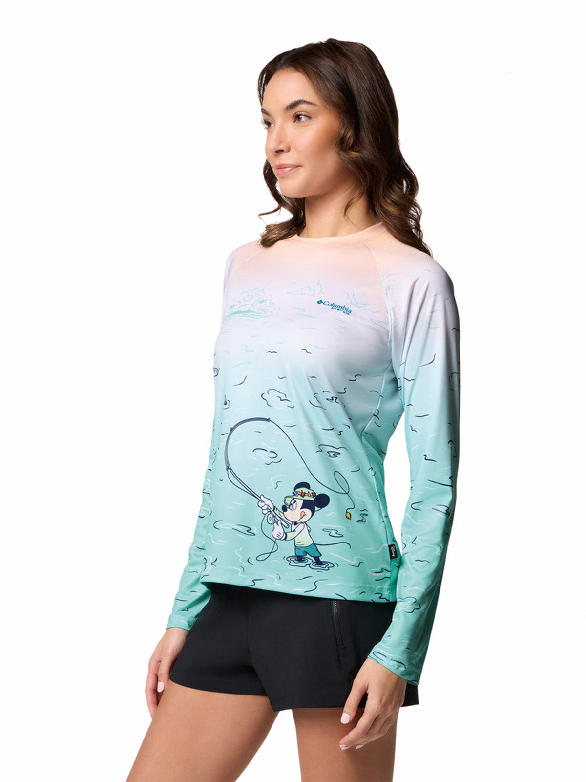 Polera Manga Larga Mujer Pfg Disney Tidal Azul Columbia