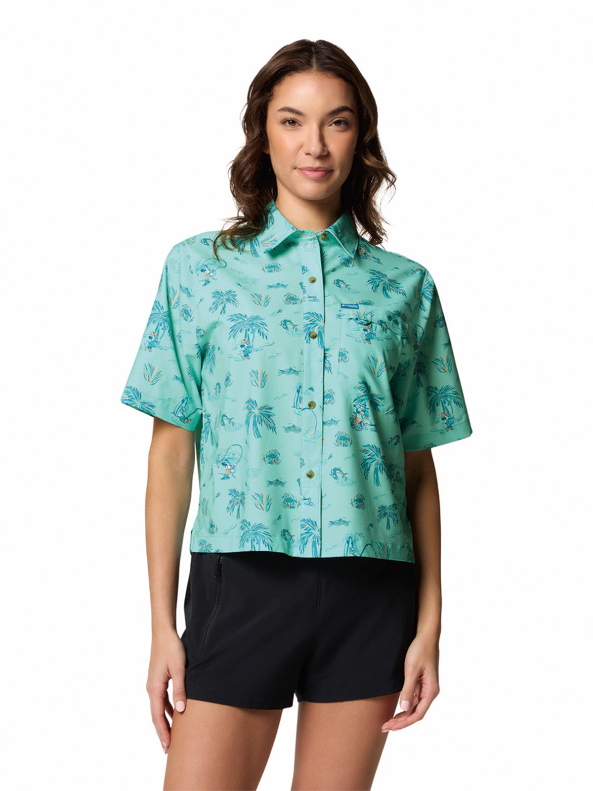 Camisa Manga Corta Mujer Pfg Disney Super Slack Azul Columbia