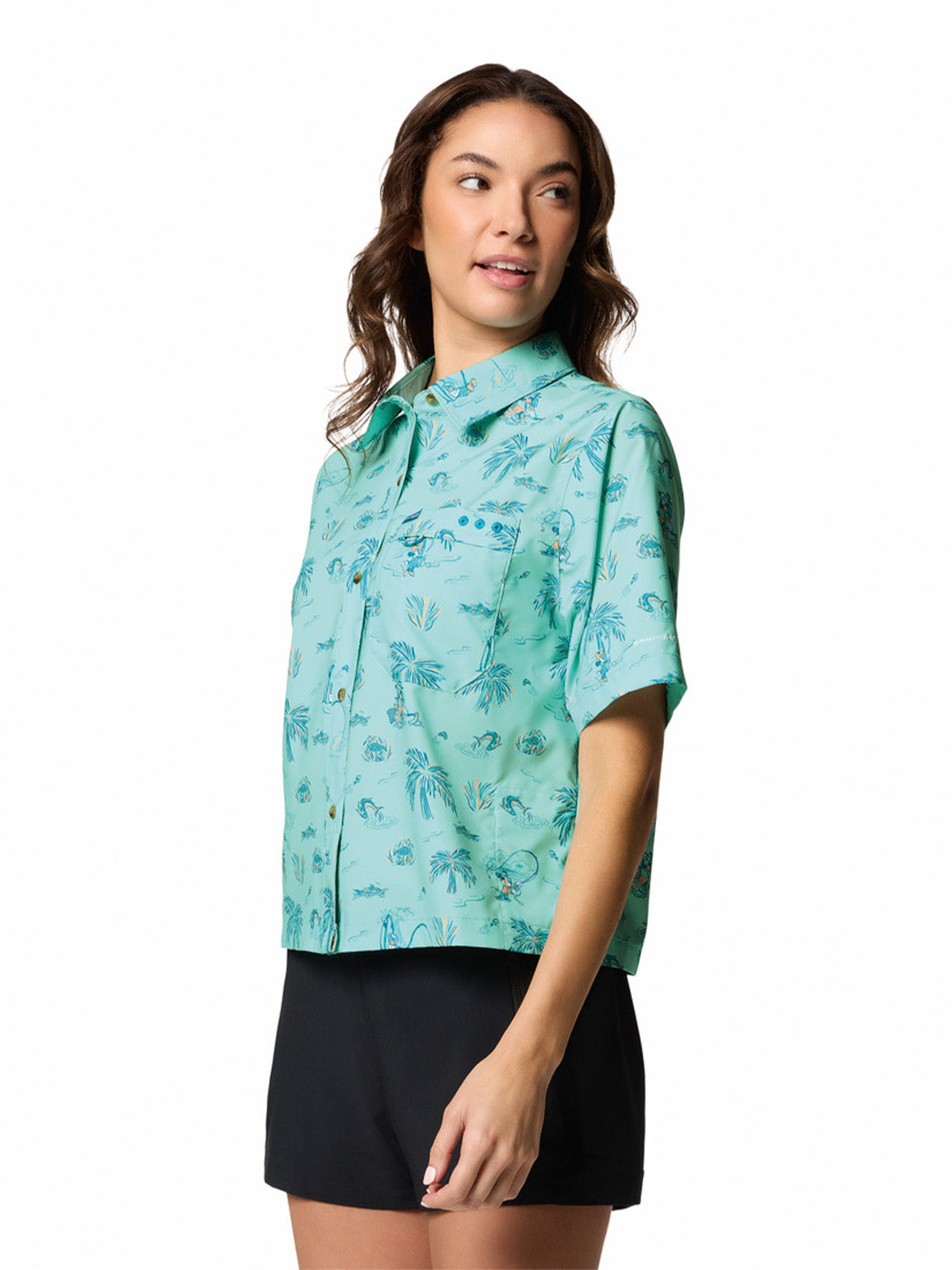 Camisa Manga Corta Mujer Pfg Disney Super Slack Azul Columbia
