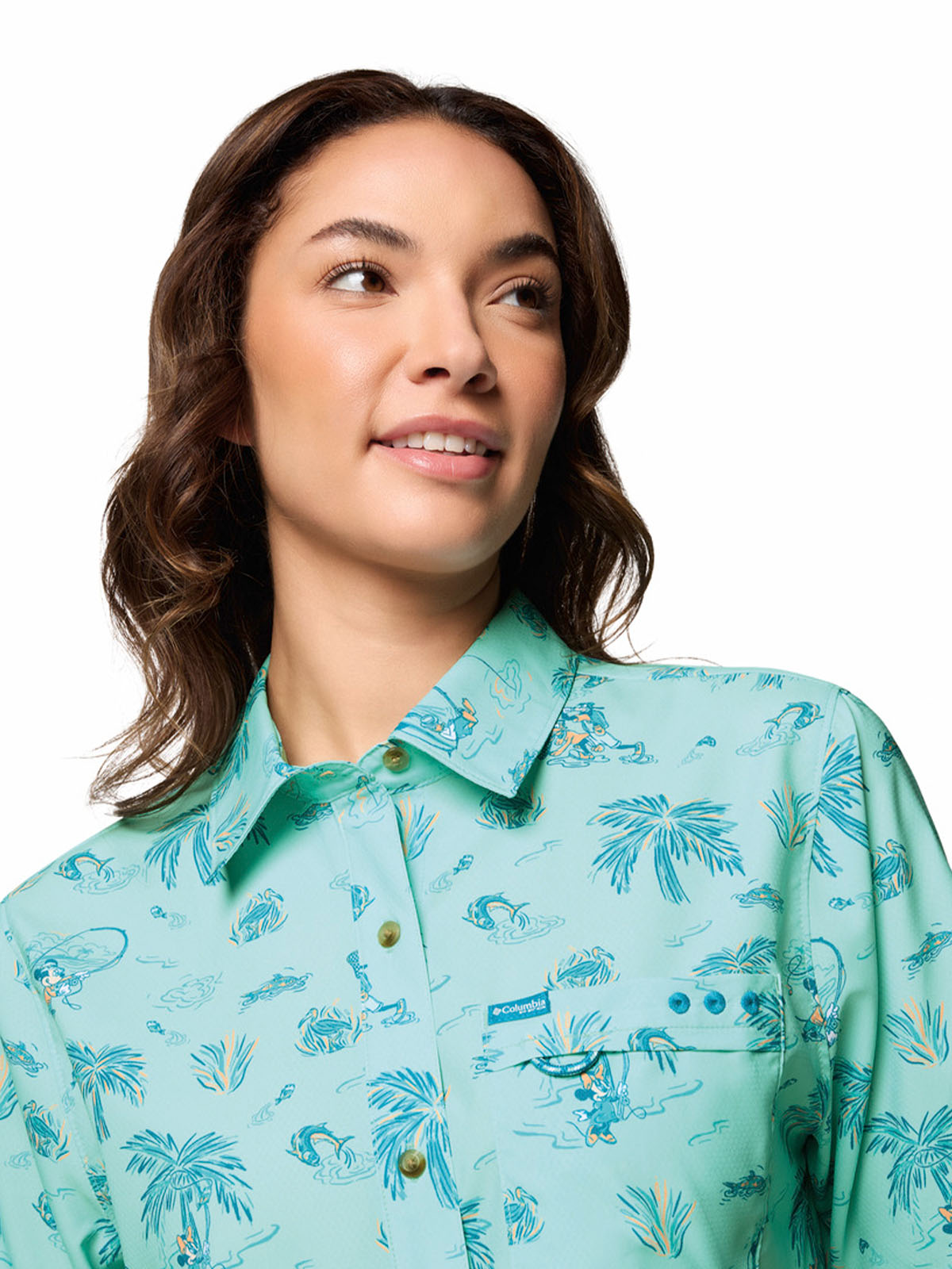 Camisa Manga Corta Mujer Pfg Disney Super Slack Azul Columbia