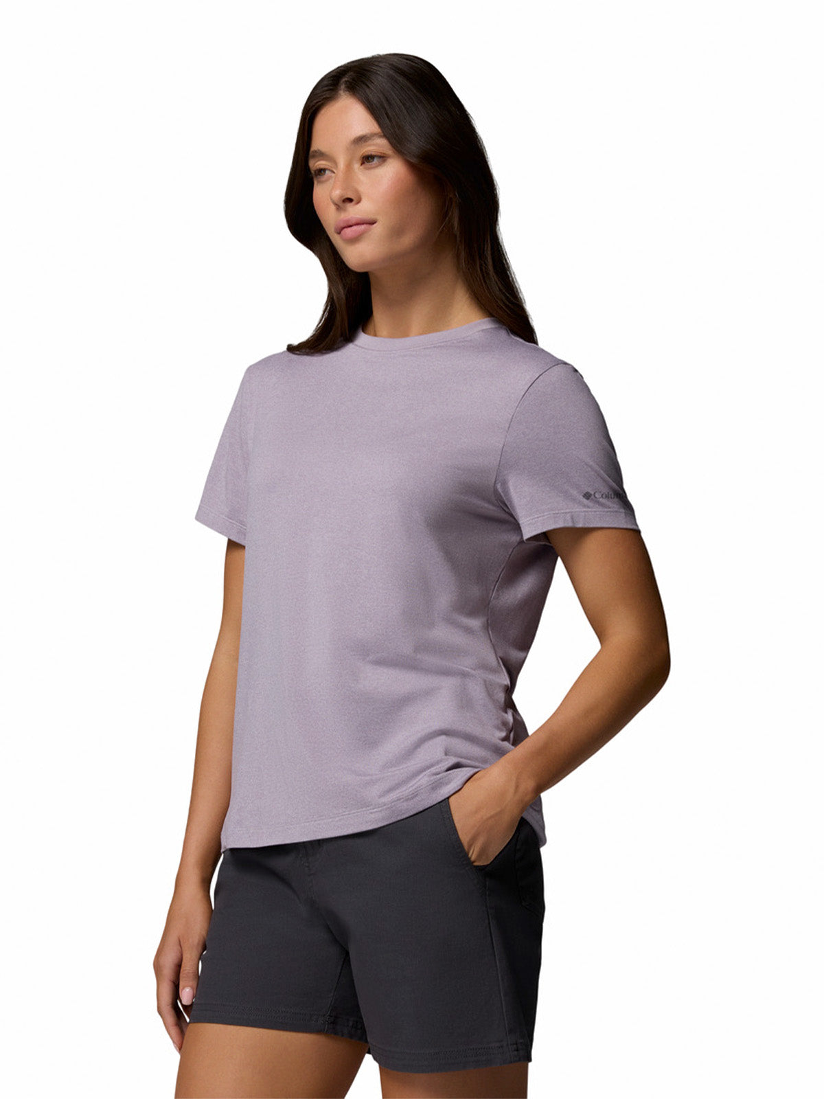 Polera Manga Corta Mujer Parsons Point Logo Morado Columbia