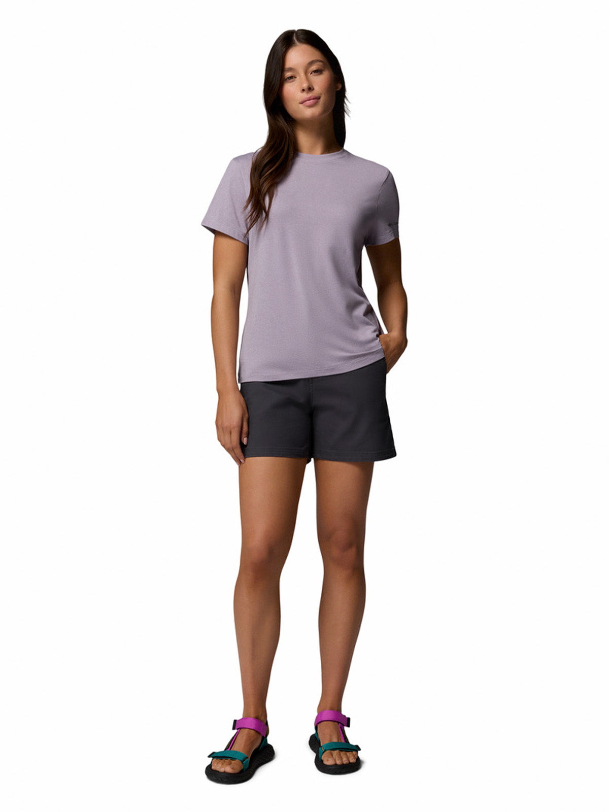 Polera Manga Corta Mujer Parsons Point Logo Morado Columbia