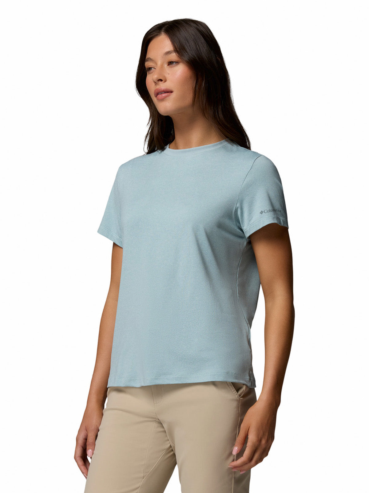 Polera Manga Corta Mujer Parsons Point Logo Celeste Columbia