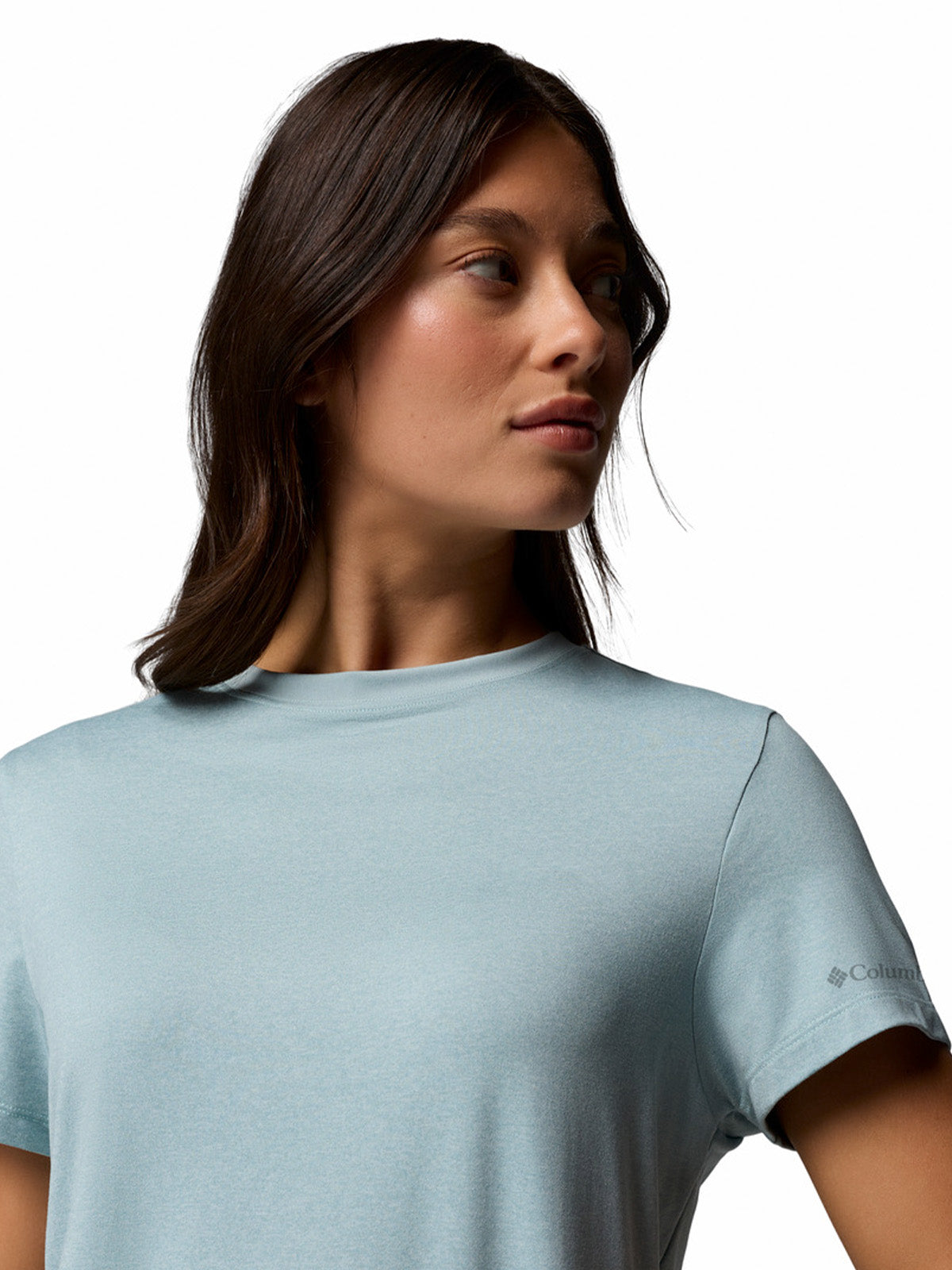 Polera Manga Corta Mujer Parsons Point Logo Celeste Columbia