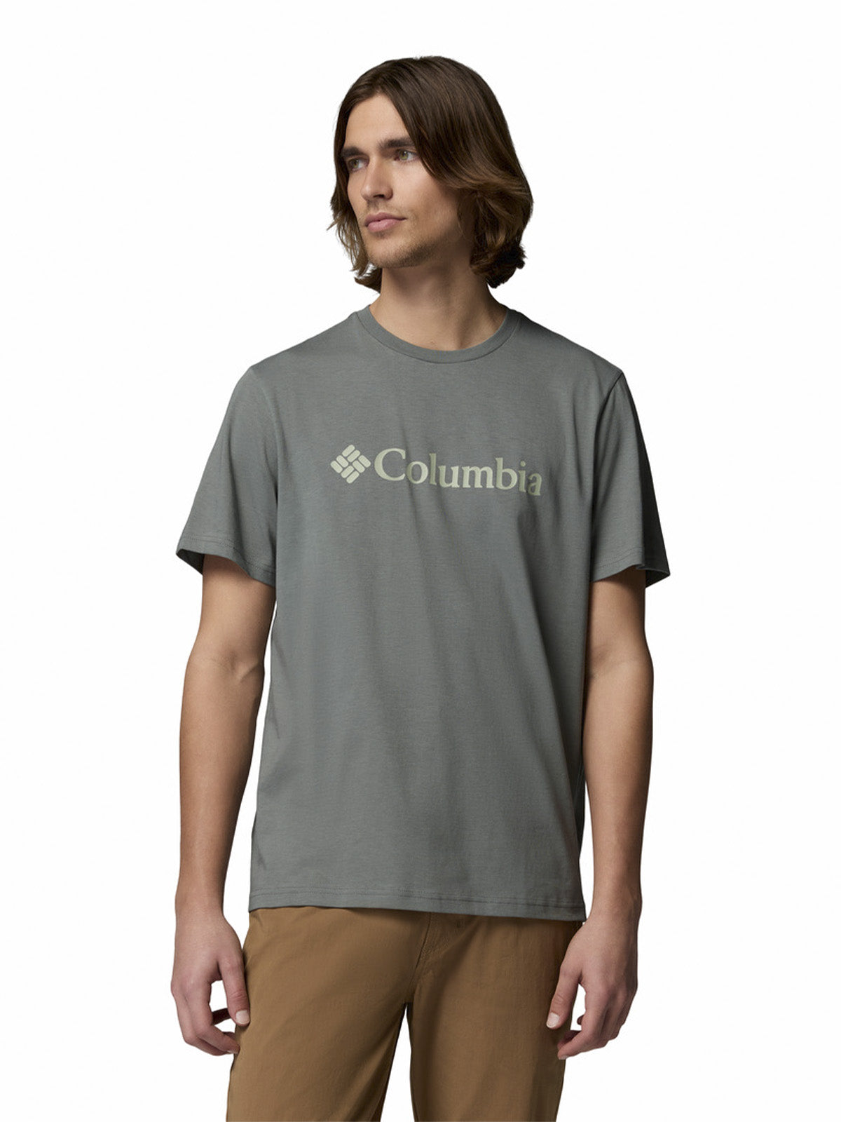 Polera Manga Corta Hombre Basic Logo Tee Gris Columbia