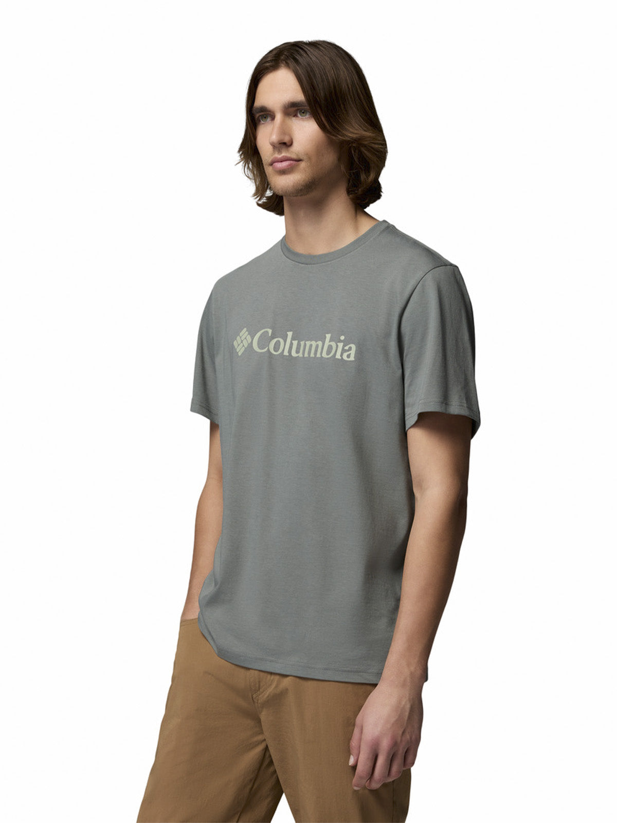 Polera Manga Corta Hombre Basic Logo Tee Gris Columbia