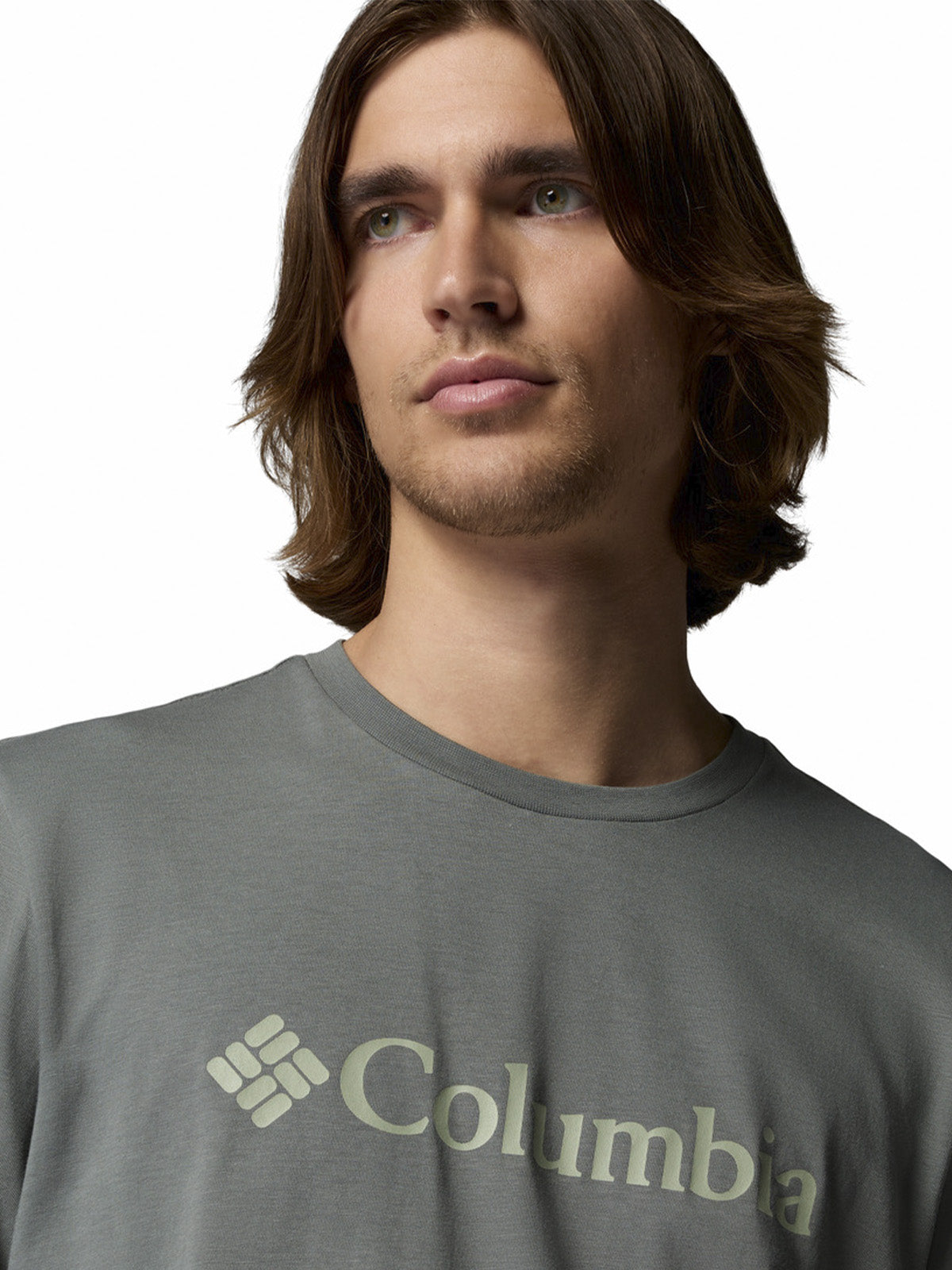 Polera Manga Corta Hombre Basic Logo Tee Gris Columbia