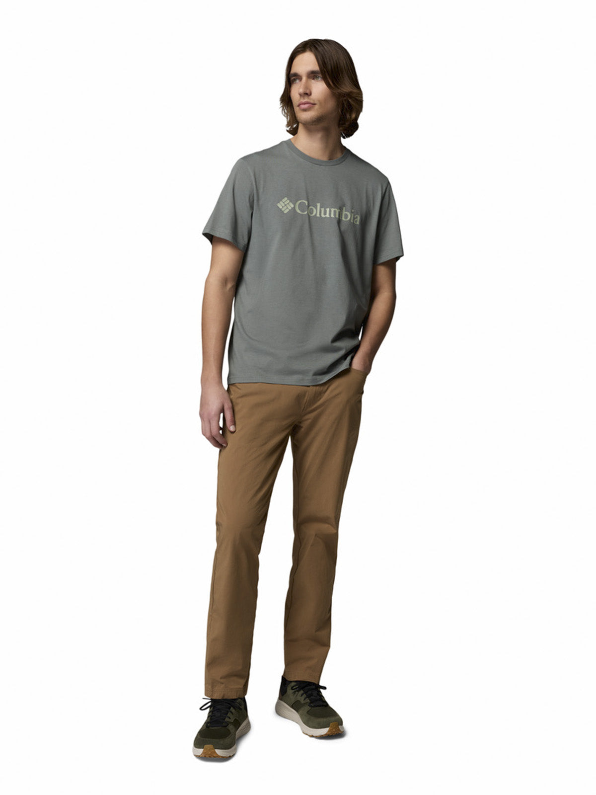 Polera Manga Corta Hombre Basic Logo Tee Gris Columbia