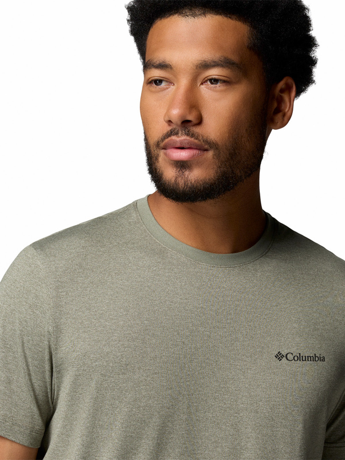 Polera Manga Corta Hombre Parsons Point Gris Stone Green Columbia
