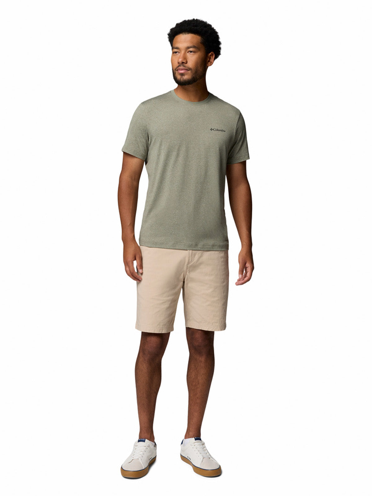 Polera Manga Corta Hombre Parsons Point Gris Stone Green Columbia