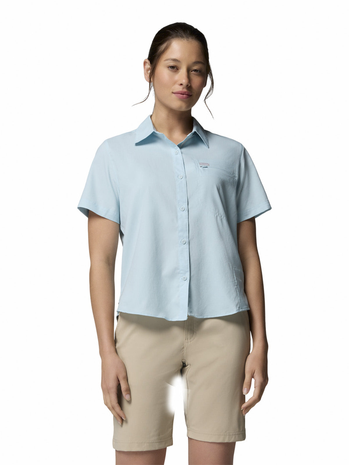 Blusa Manga Corta Mujer Silver Rid Utility Celeste Columbia