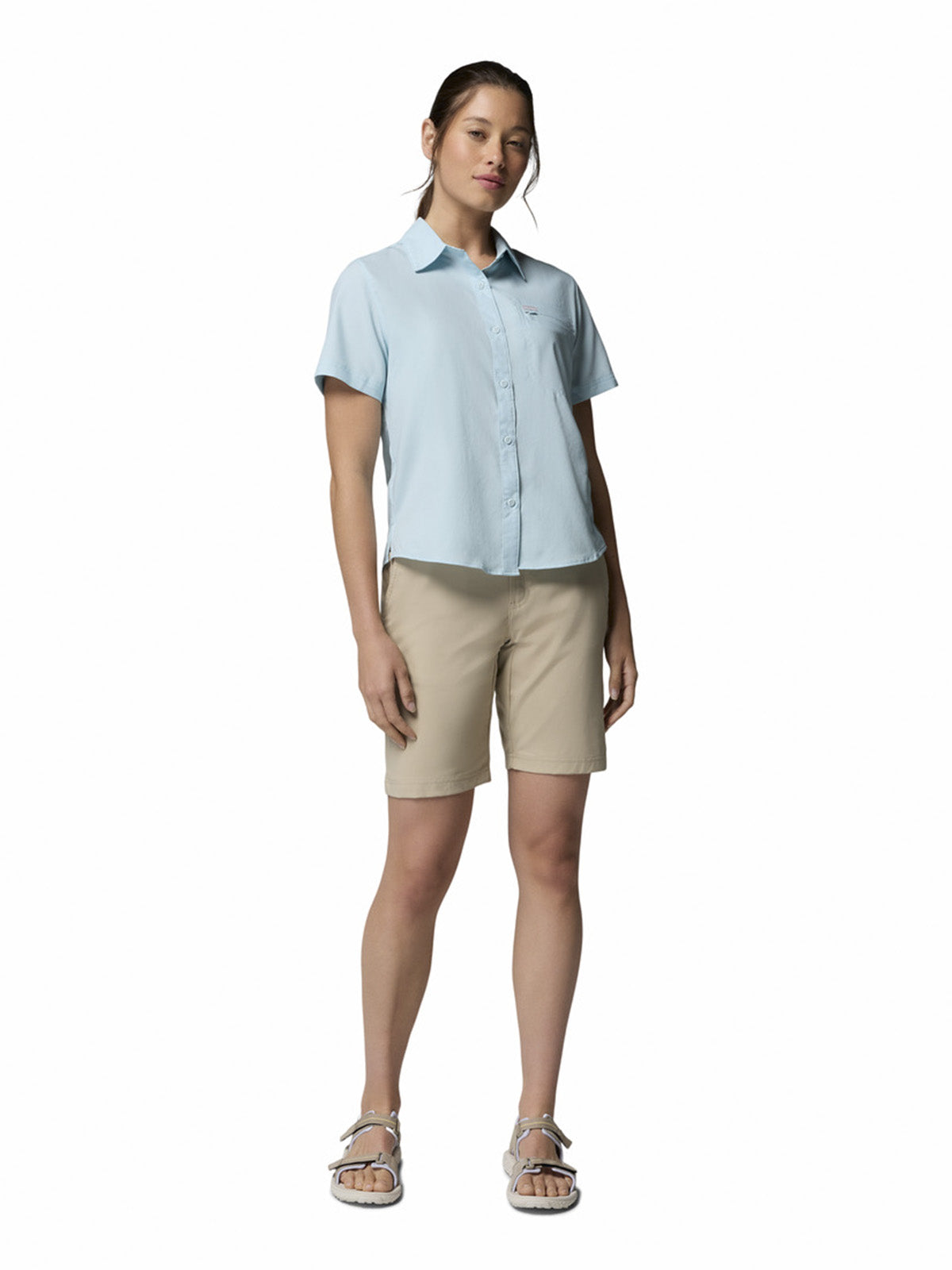 Blusa Manga Corta Mujer Silver Rid Utility Celeste Columbia