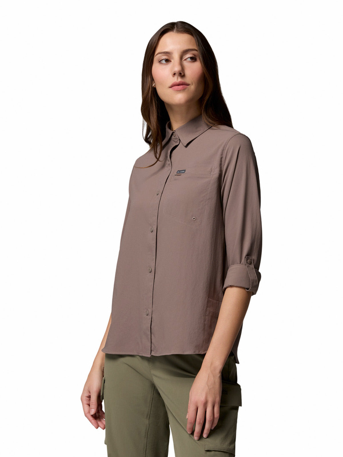 Blusa Manga Larga Mujer Silver Ridge Utility Gris Columbia