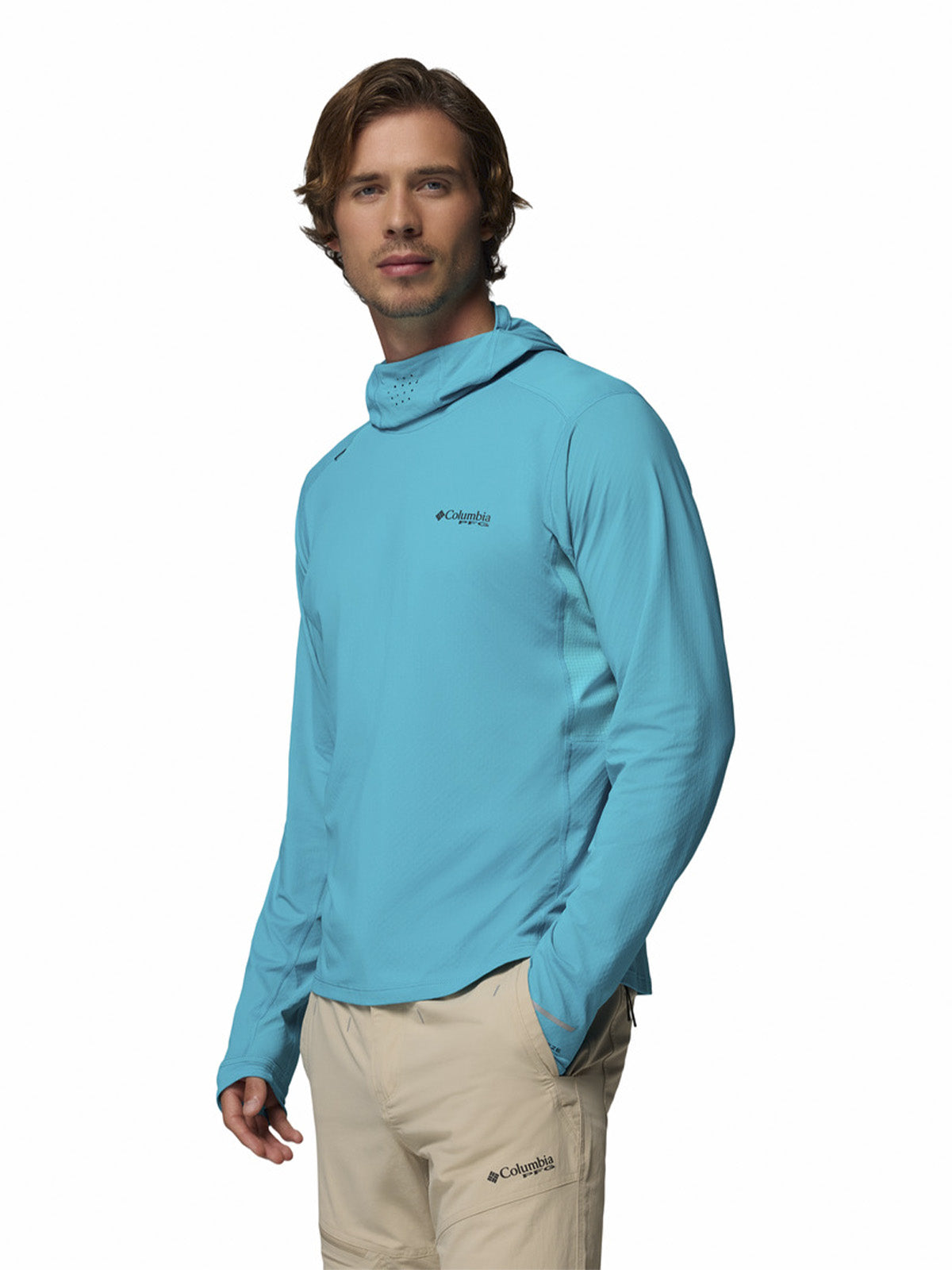 Polera Manga Larga Hombre Shadowcaster Zero Azul Columbia