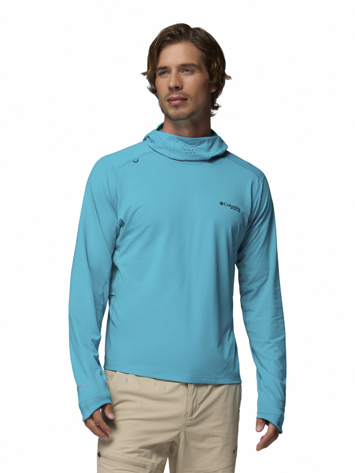 Polera Manga Larga Hombre Shadowcaster Zero Azul Columbia