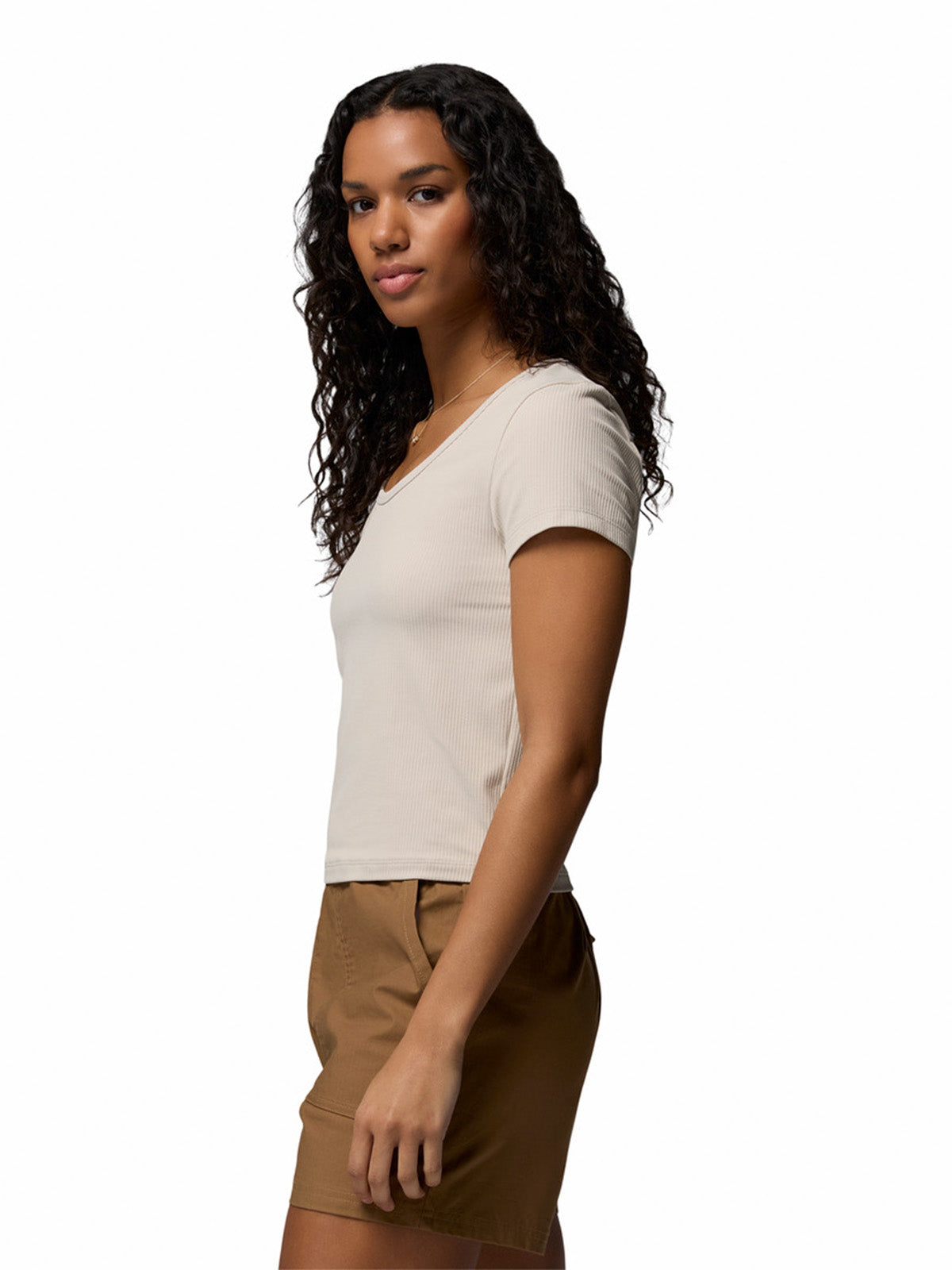 Polera Manga Corta Mujer Pinetown Canyon Rib Gris Columbia
